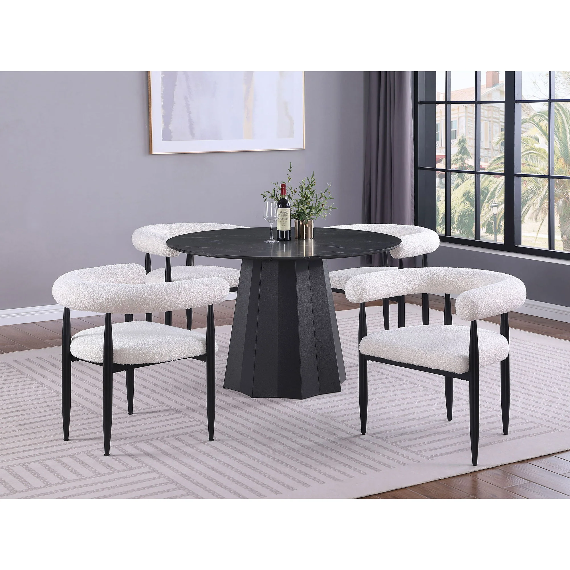 Dorgan - Round Dining Table - Black - Image 4