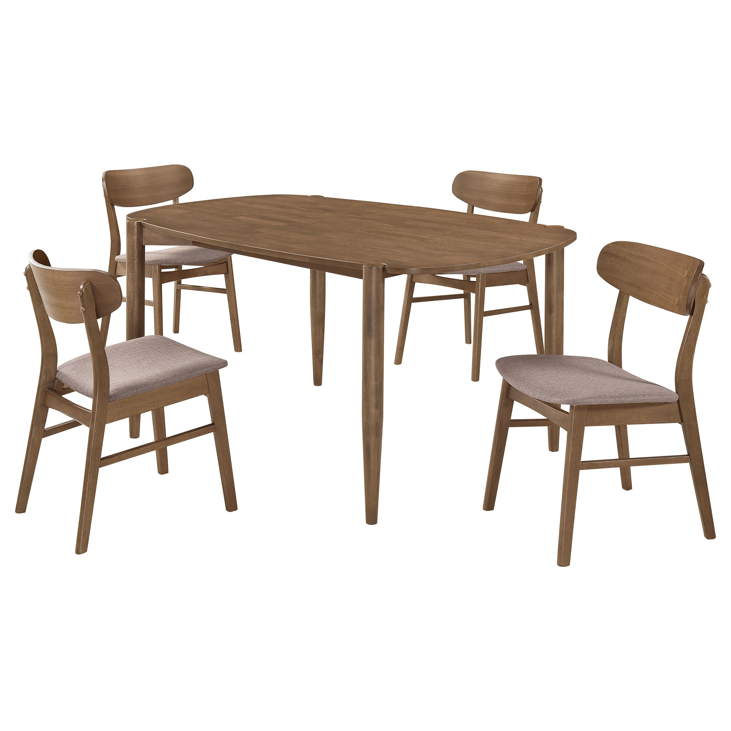 Dortch 5-Piece Oval Walnut Wood Dining Set - Image 4
