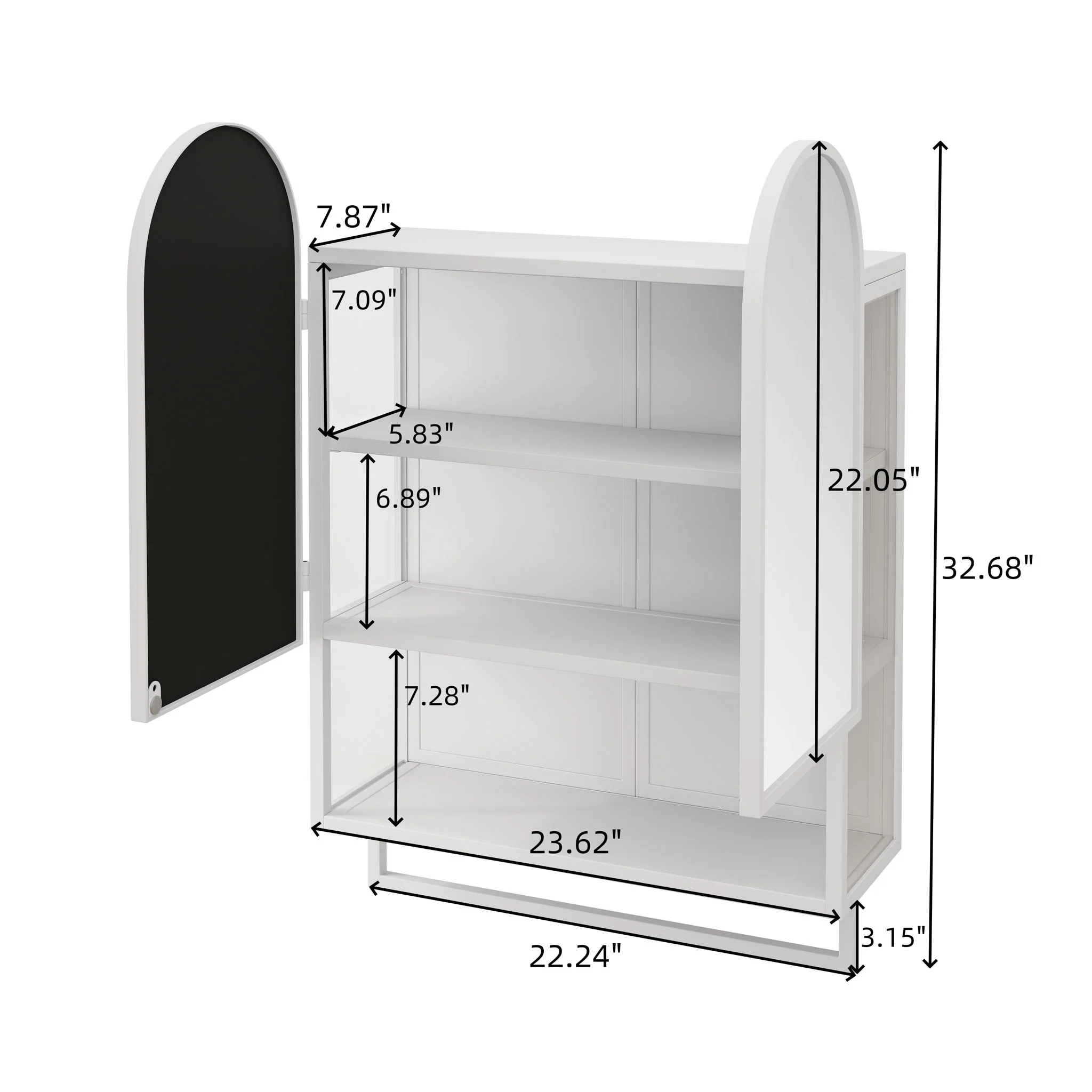 Double Arched Mirror Wall Cabinet With 2 Doors, Featuring Adjustable Shelves And Towel Rack - Image 18