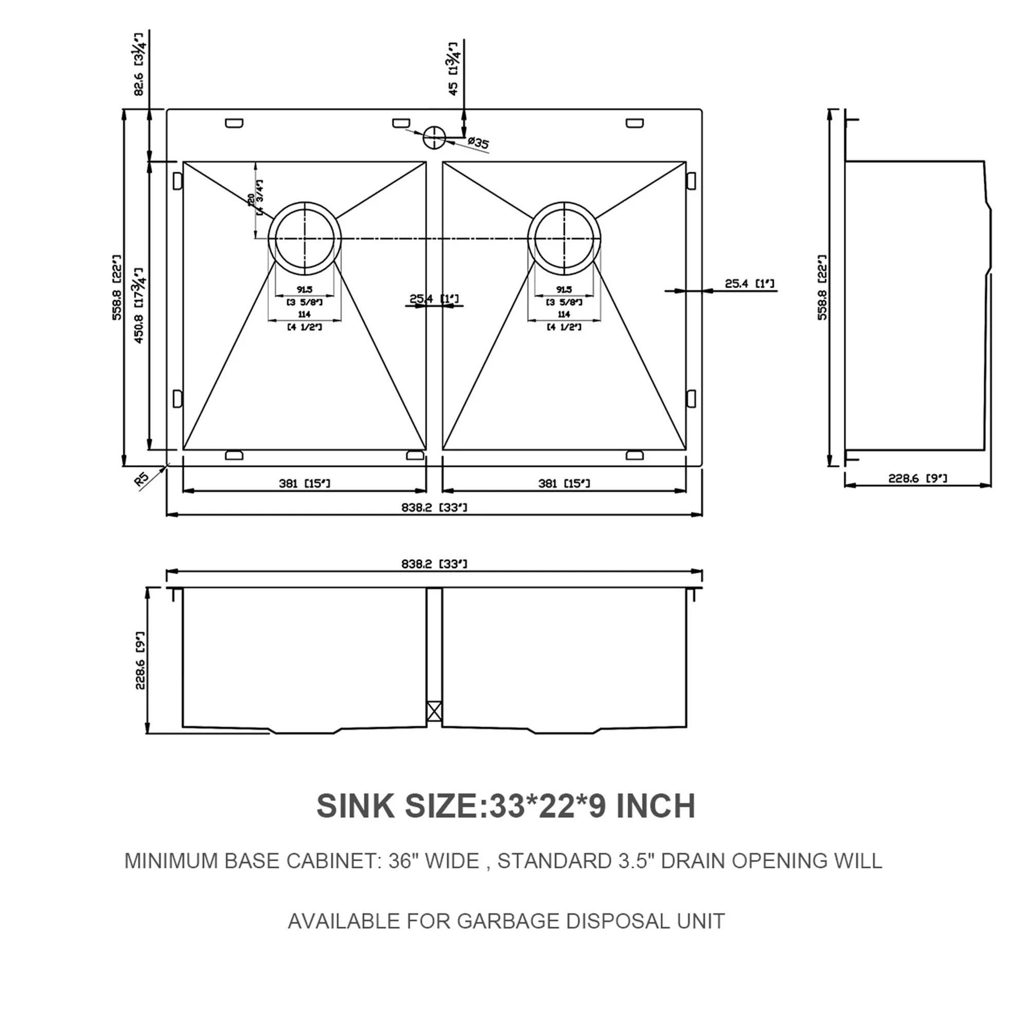 Double Bowl Drop In Sink, Stainless Steel With 50 / 50 Basins 18 Gauge - Brushed Nickel - Image 5