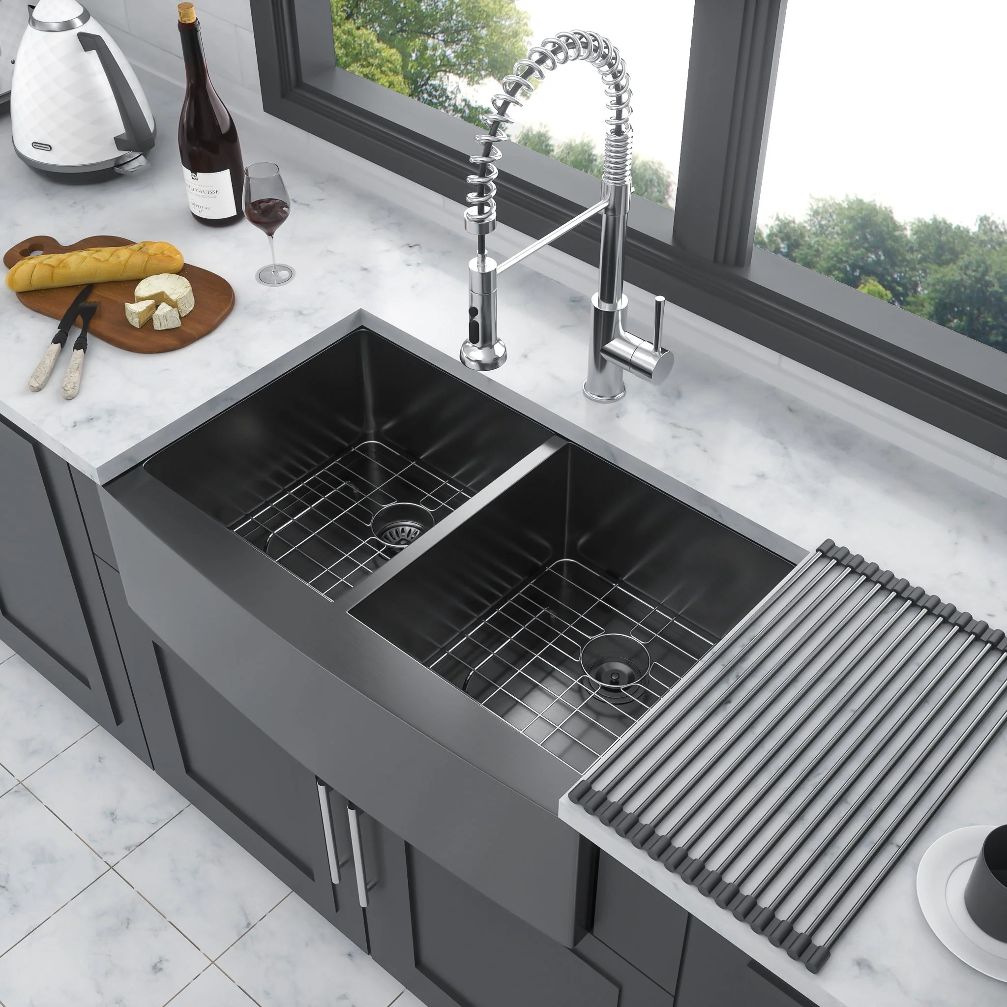 Double Bowl Farmhouse Sink / Stainless Steel Apron Front - Image 3