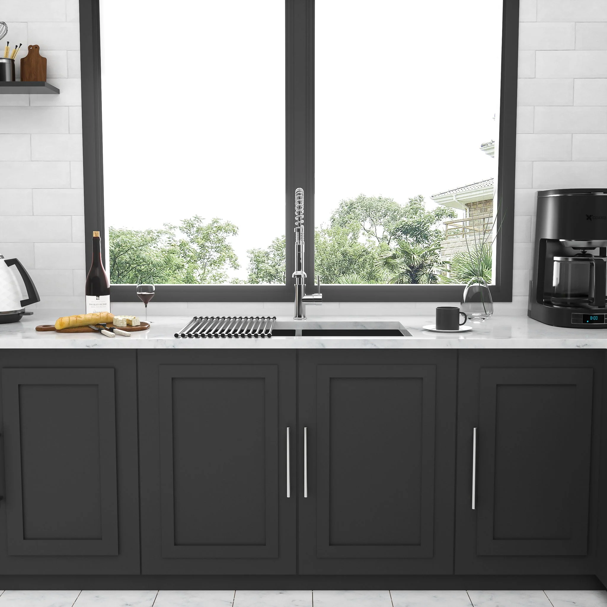 Double Bowl Undermount Kitchen Sink 16 Gauge 33" X 19" With Dual 10" Deep Basins - Gunmetal Black - Image 3