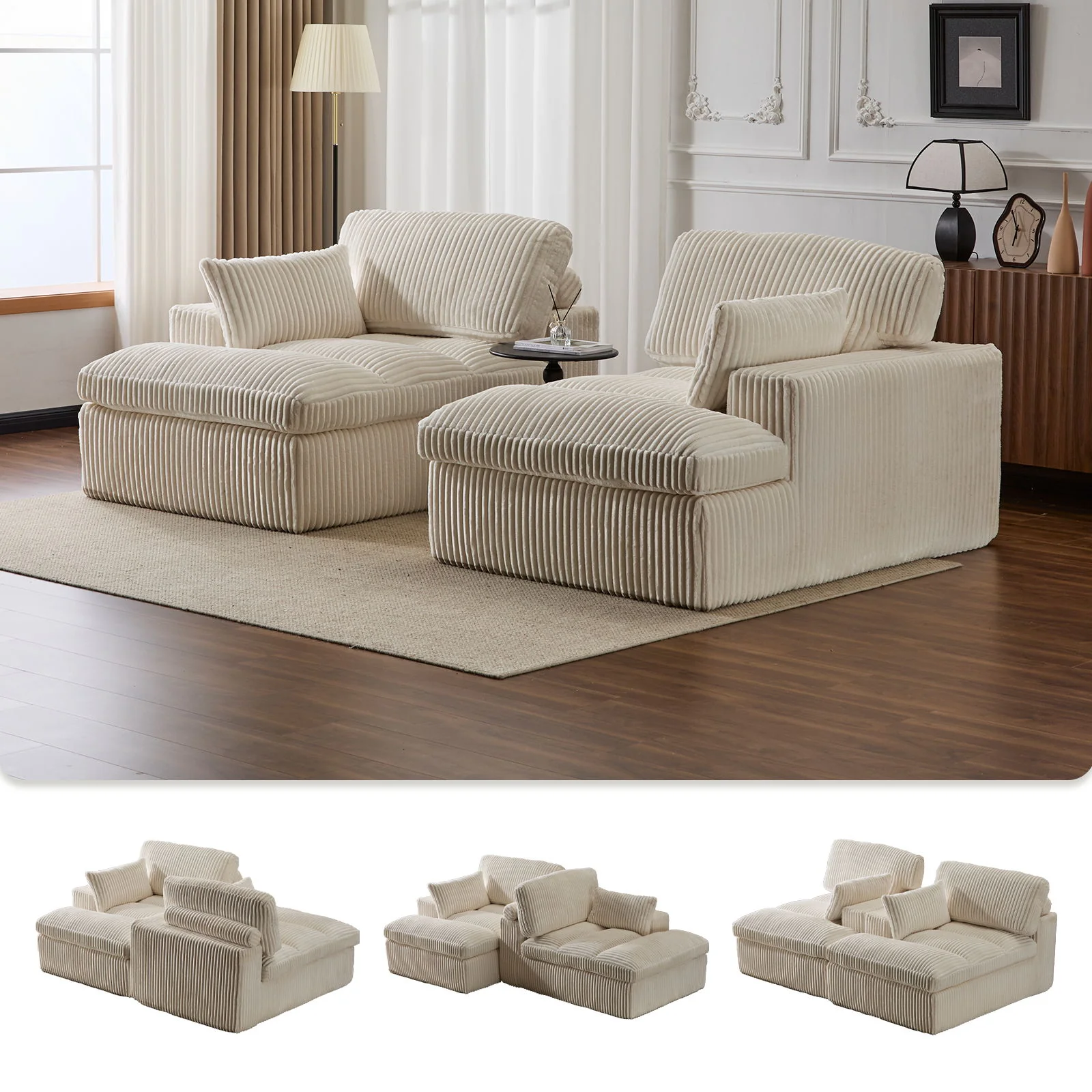 Double Chaise Lounge Chair, Oversized Upholstered Sleeper Cloud Couch - Image 21