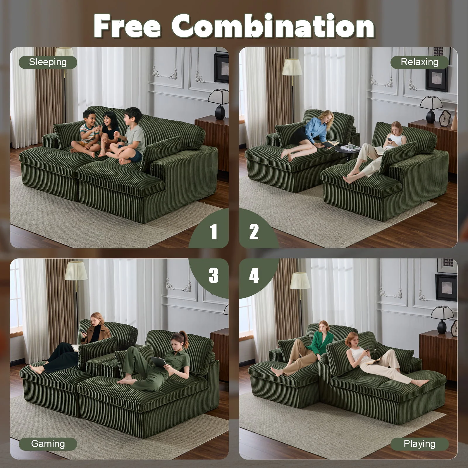 Double Chaise Lounge Chair, Oversized Upholstered Sleeper Cloud Couch - Image 29