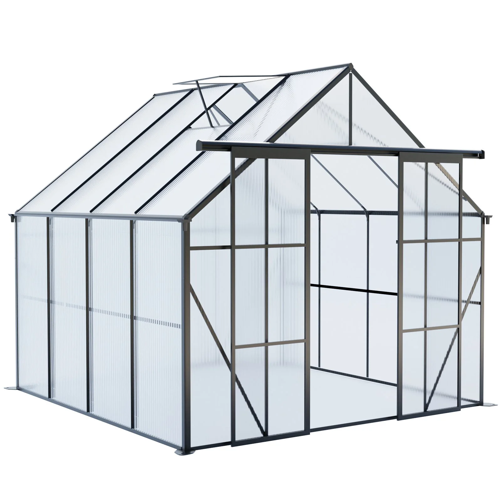Double Door Polycarbonate house Raised Base And Anchor Aluminum Heavy Duty Walk In houses For Outdoor Backyard In All Season - Image 3