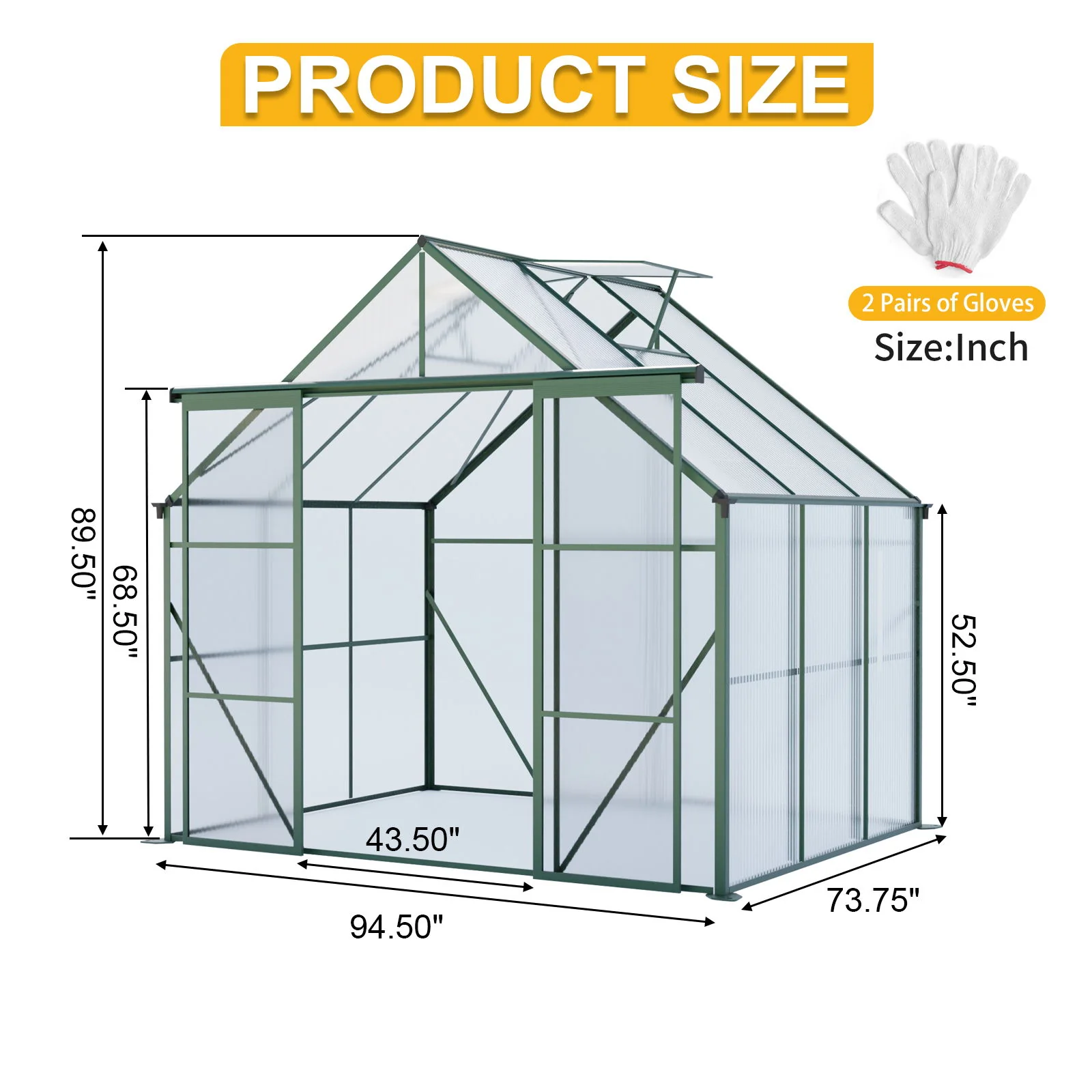 Double Door Polycarbonate house Raised Base And Anchor Aluminum Heavy Duty Walk In houses For Outdoor Backyard In All Season - Image 34