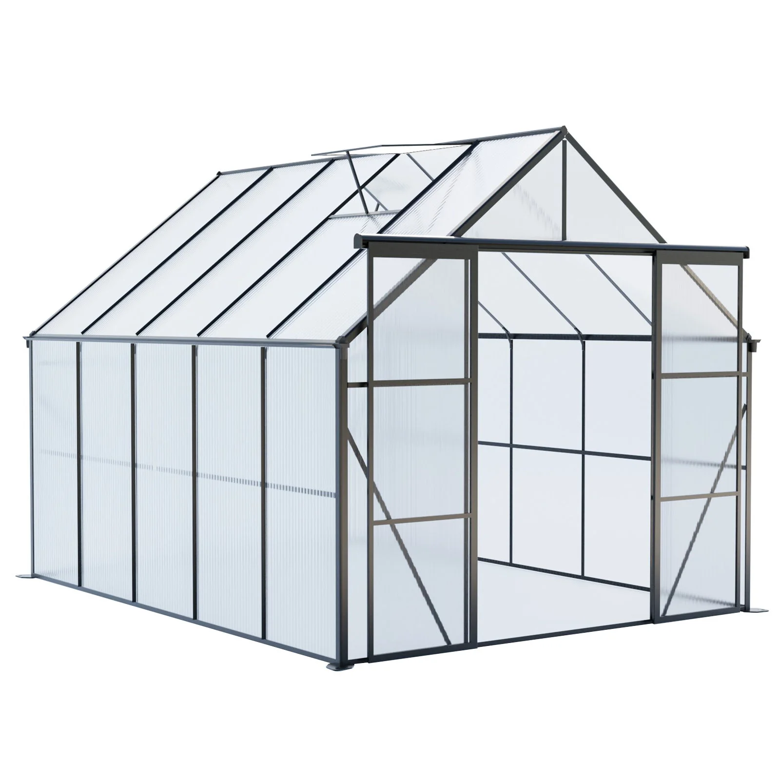 Double Door Polycarbonate house Raised Base And Anchor Aluminum Heavy Duty Walk In houses For Outdoor Backyard In All Season - Image 4