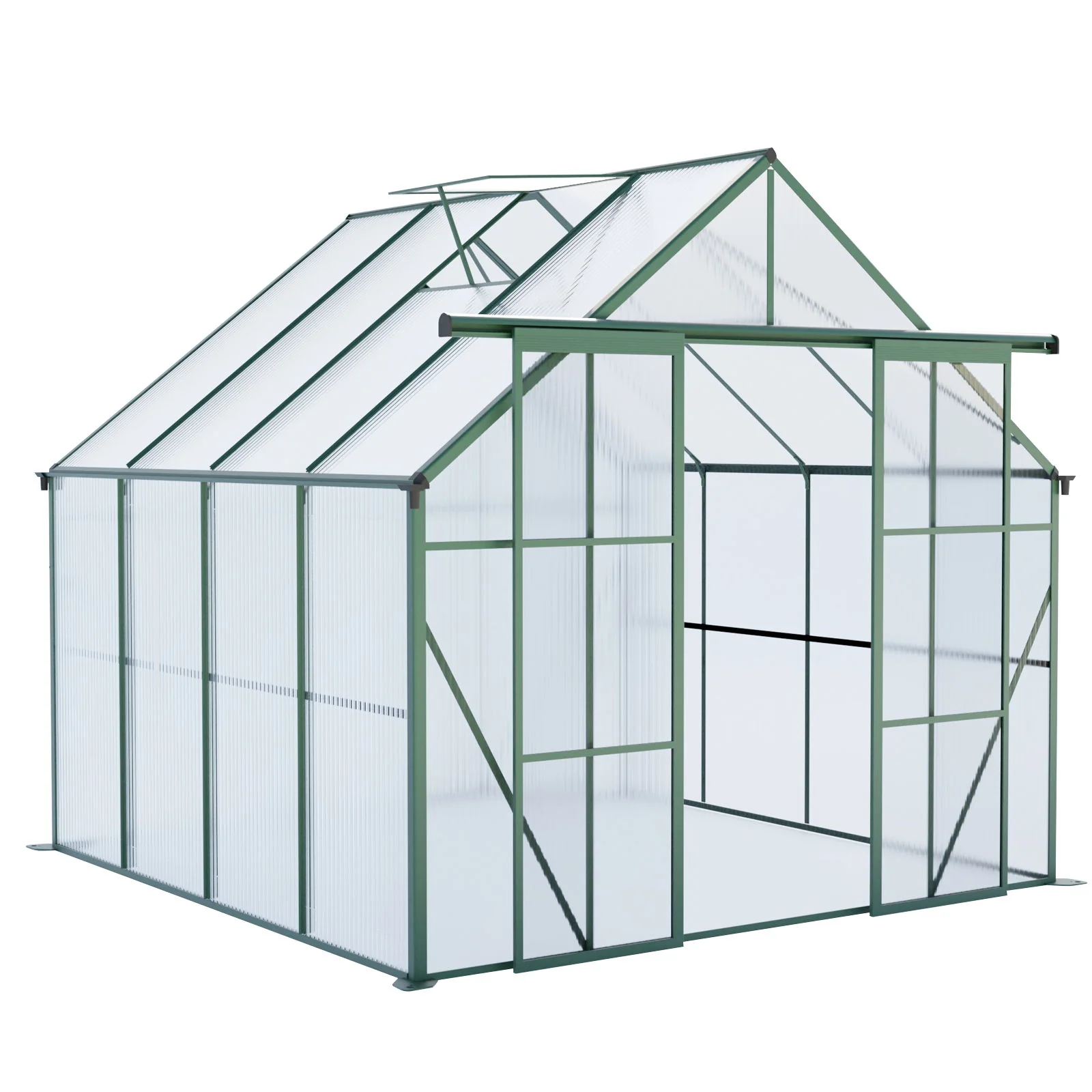 Double Door Polycarbonate house Raised Base And Anchor Aluminum Heavy Duty Walk In houses For Outdoor Backyard In All Season - Image 6