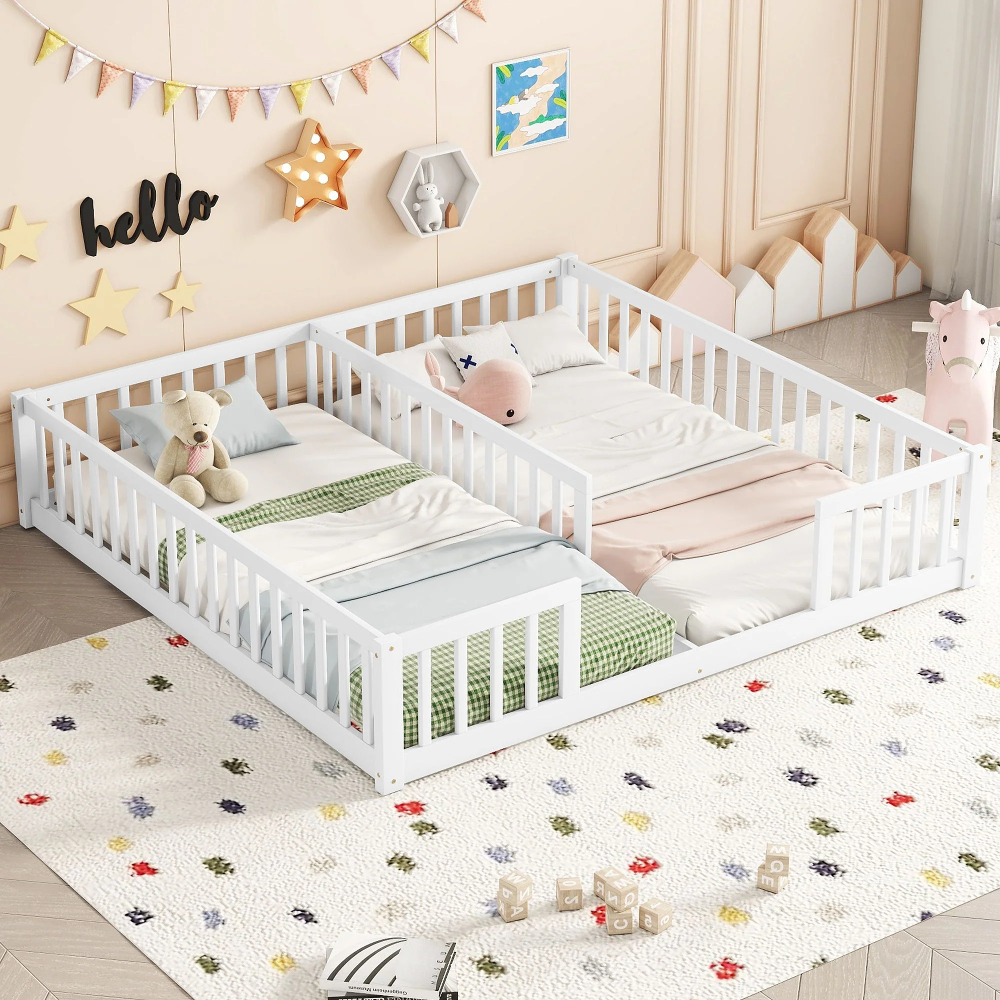 Double Floor Bed With Fence, Guardrails, Without Door - Image 3