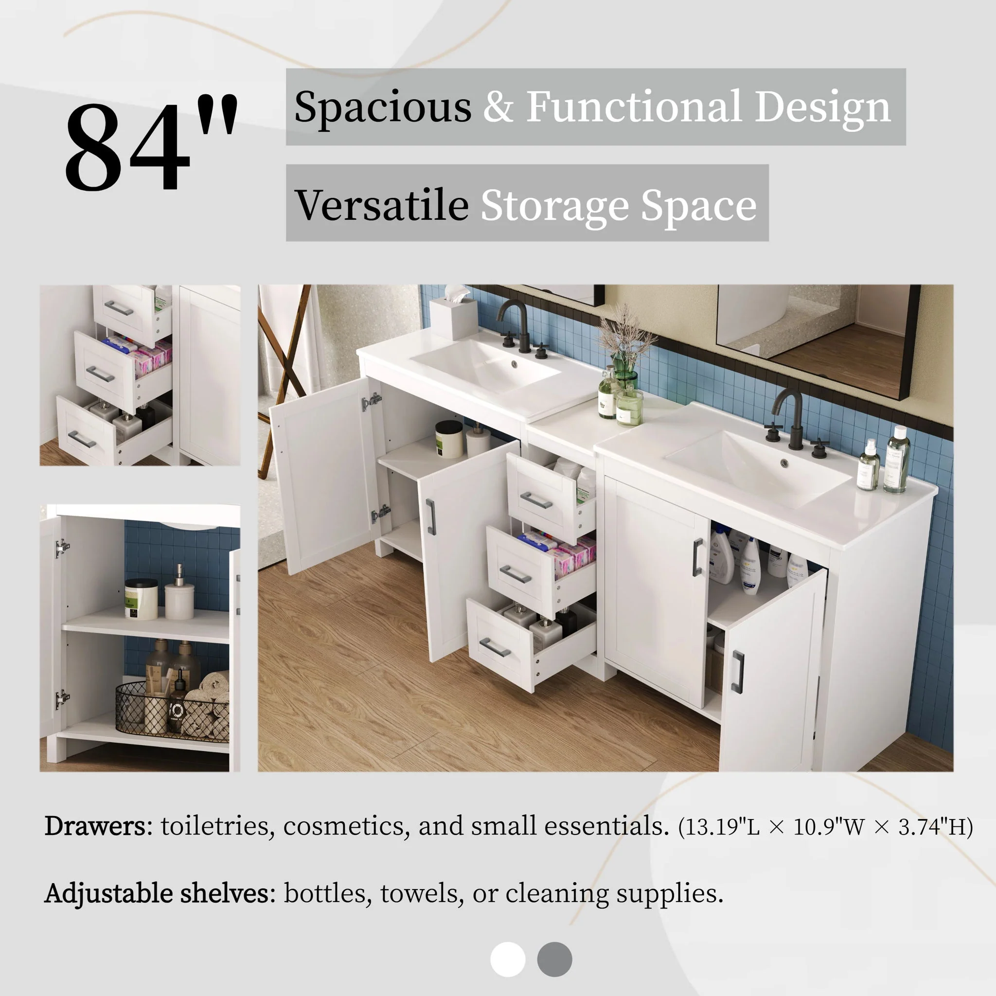 Double Sink Bathroom Vanity With Quartz Countertop - Image 9
