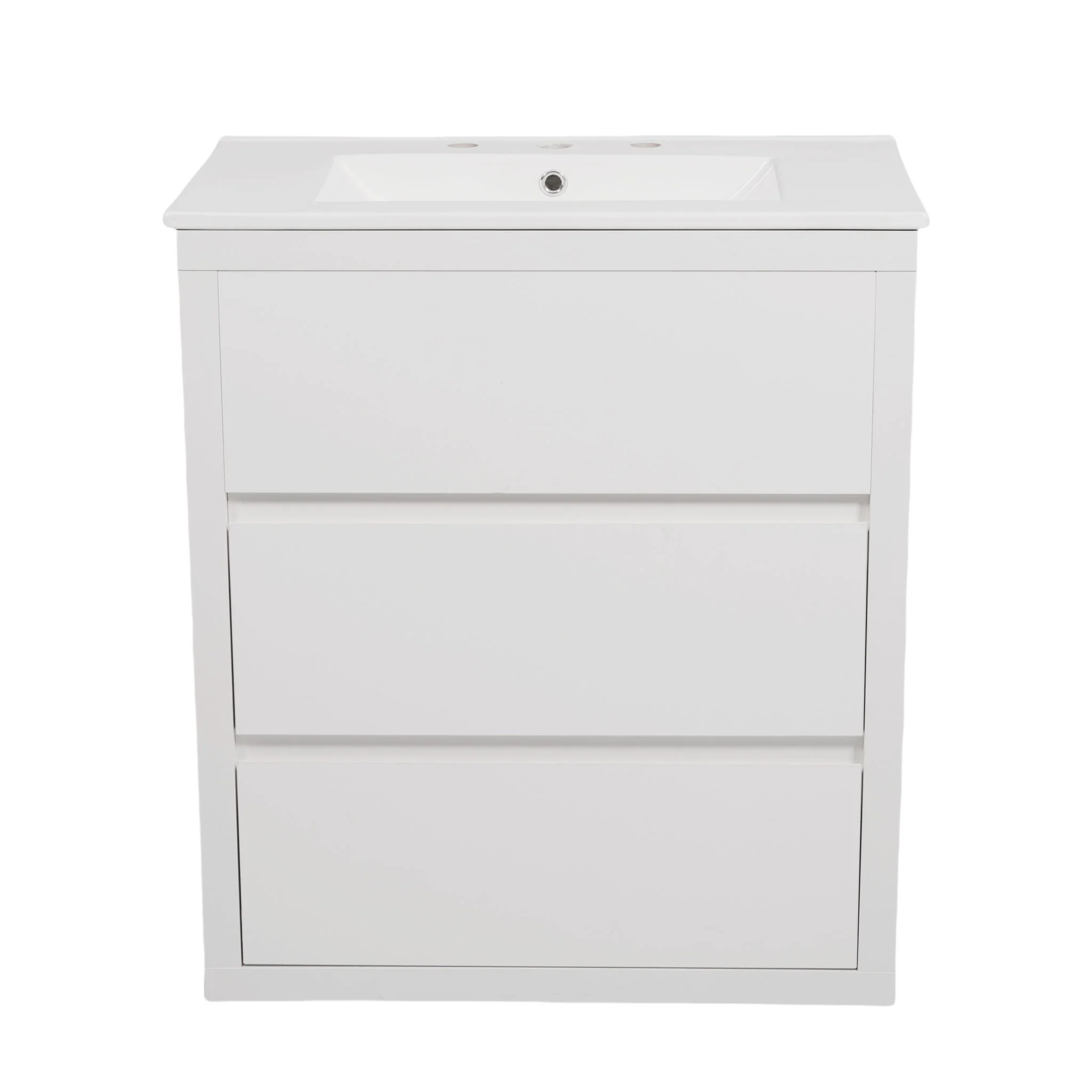 Double Sinks Bathroom Vanity Set With 2 Ceramic Basins - Image 3