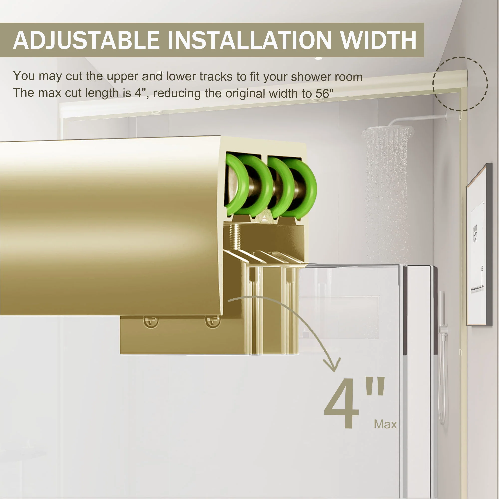Double Sliding Shower Door, Semi-Frameless Bypass Bathroom Sliding Door With 1/4" (6 Mm) Tempered Glass For Walk-In Shower - Image 22