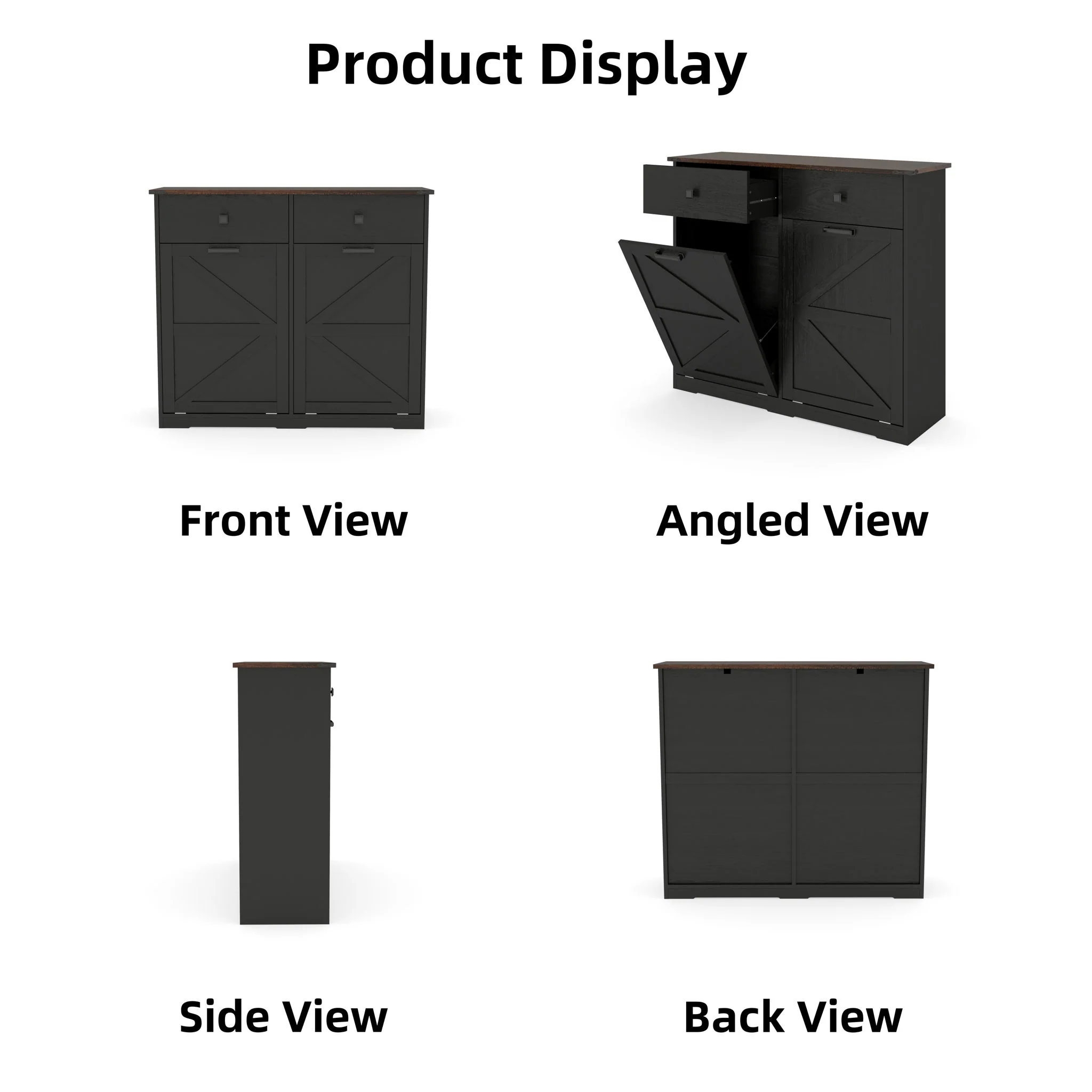 Double Tilt Out Trash Cabinet With Hideaway Drawer And Barn Door Style - Image 9