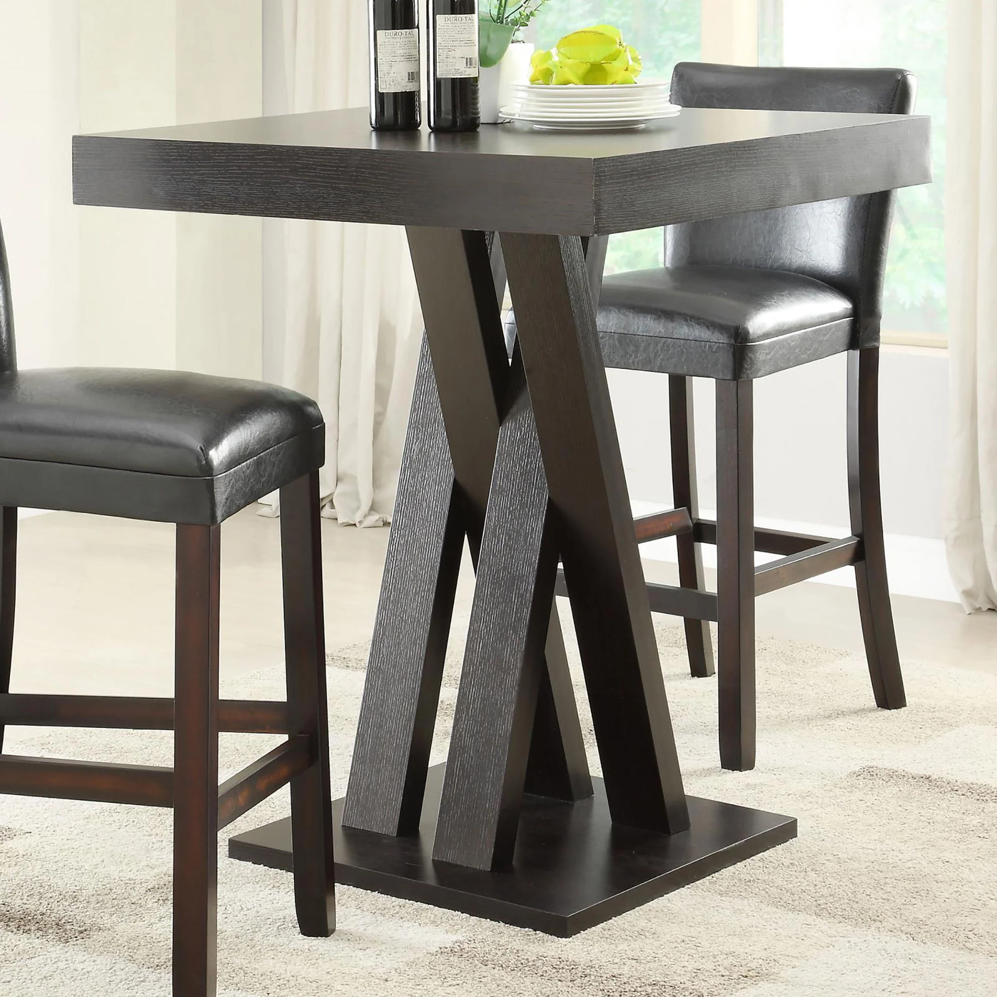 Double X Base Square Bar Table - Cappuccino - Image 4