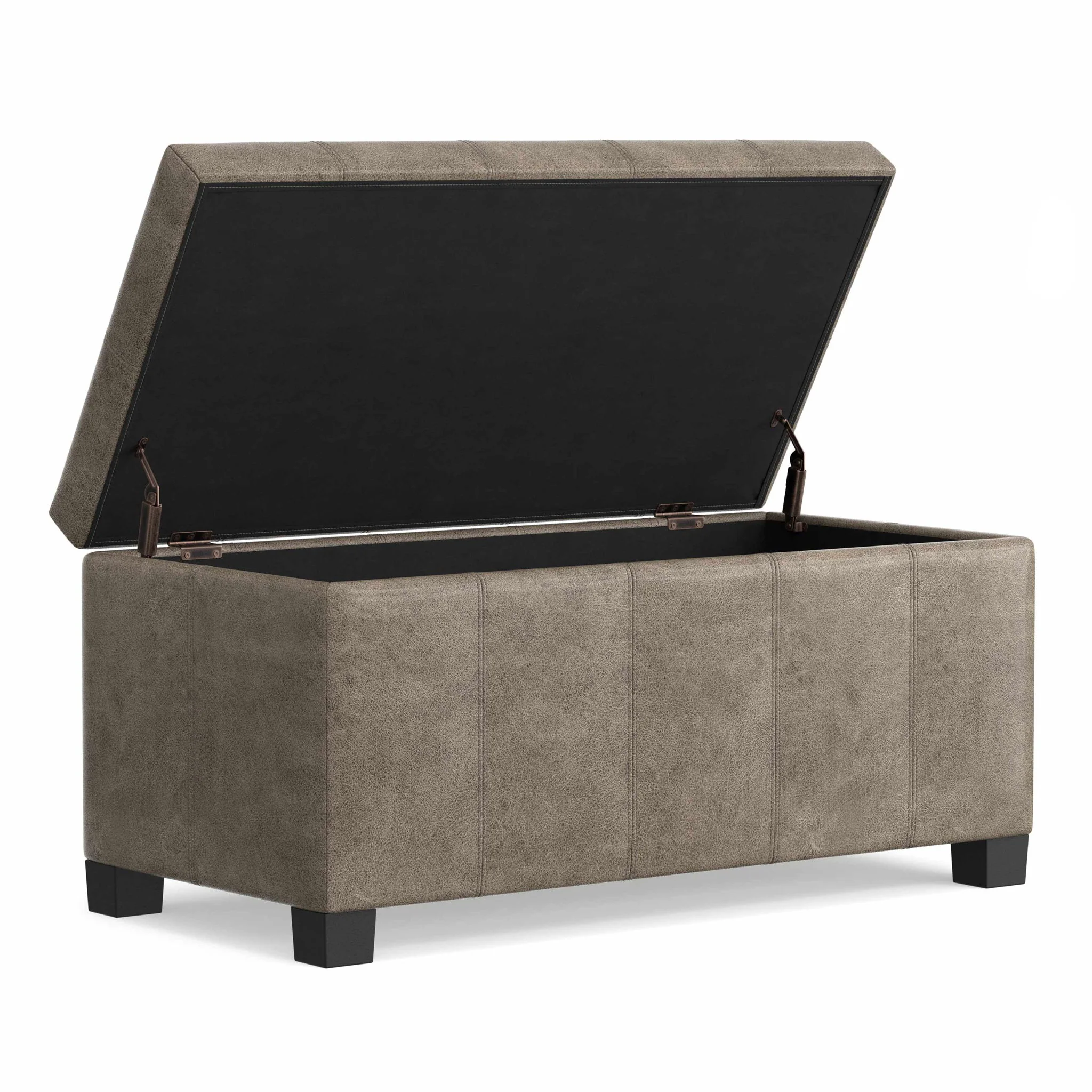 Dover - Storage Ottoman In Smoky Leather With Lift Up Storage - Brown - Image 8