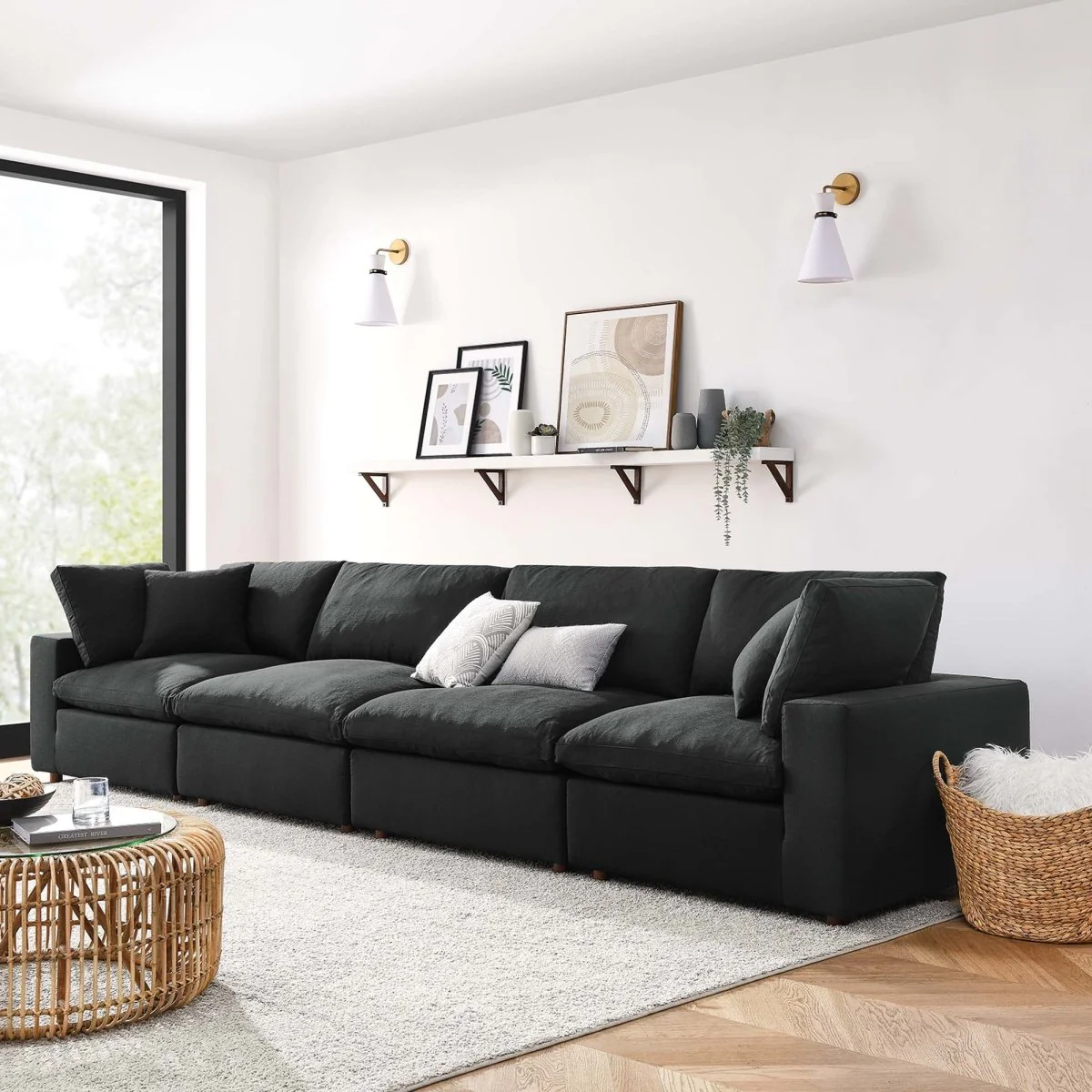 Down Filled Overstuffed 4-Piece Sectional Sofa Set 158 Inch - Image 7