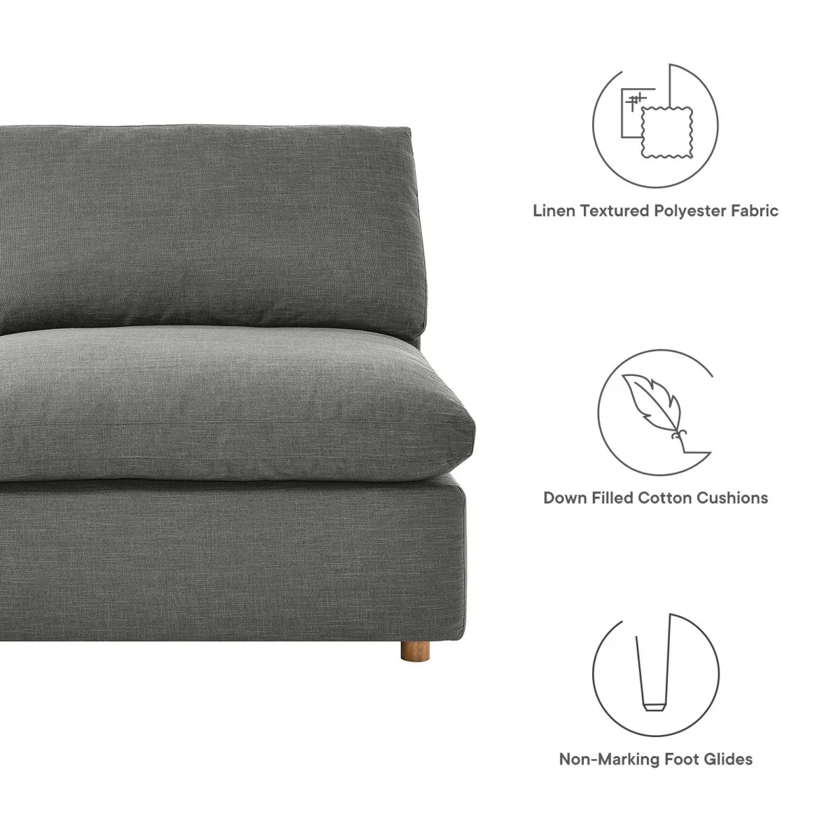 Down Filled Overstuffed 5-Piece Armless Sectional Sofa 118 Inch - Image 16