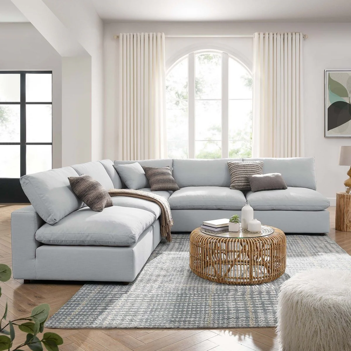 Down Filled Overstuffed 5-Piece Armless Sectional Sofa 118 Inch - Image 28