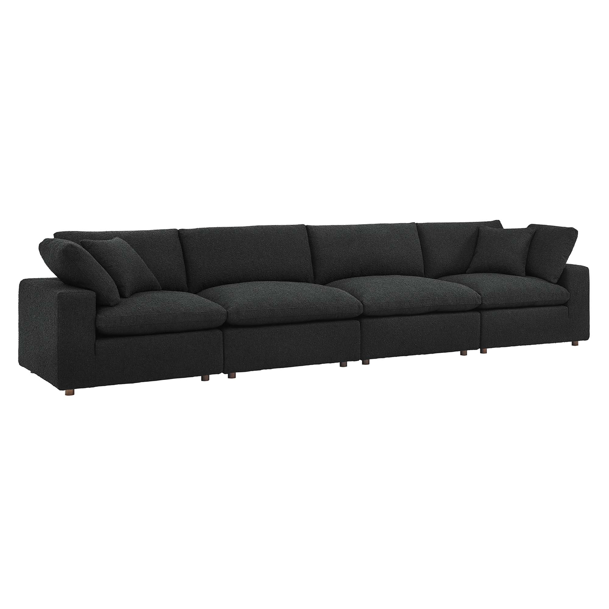 Down Filled Overstuffed Boucle Fabric 4-Seater Sofa 160 Inch - Image 6