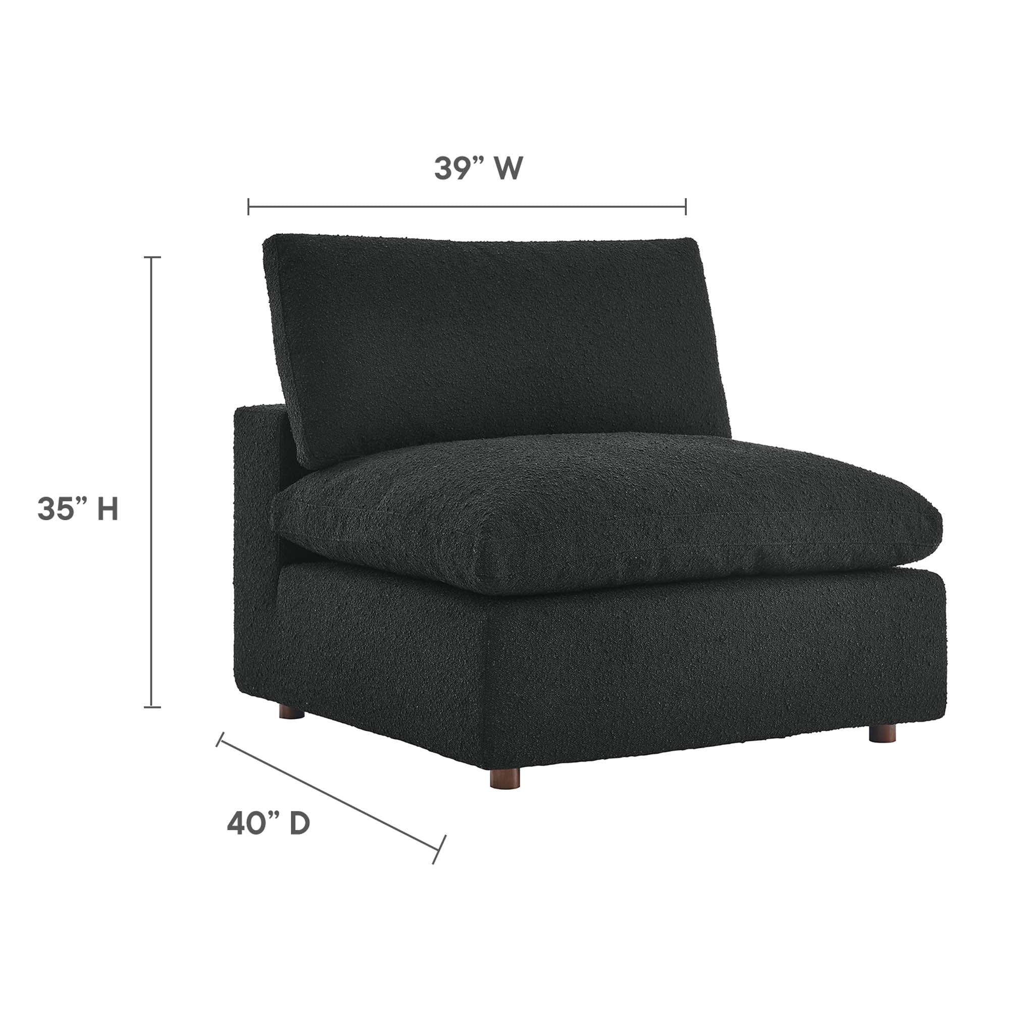 Down Filled Overstuffed Boucle Fabric Armless Chair 40 Inch - Image 10