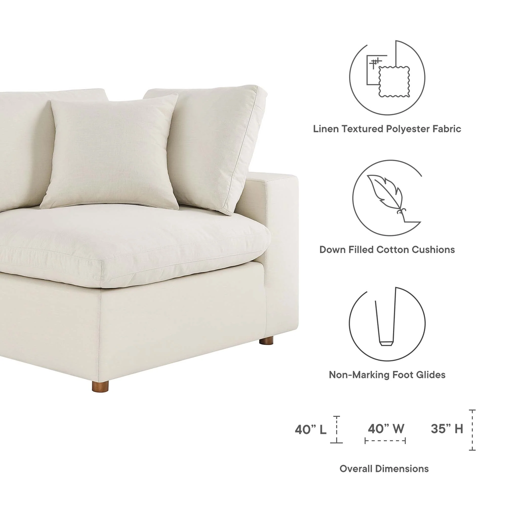 Down Filled Overstuffed Corner Chair – 40 Inch - Image 14