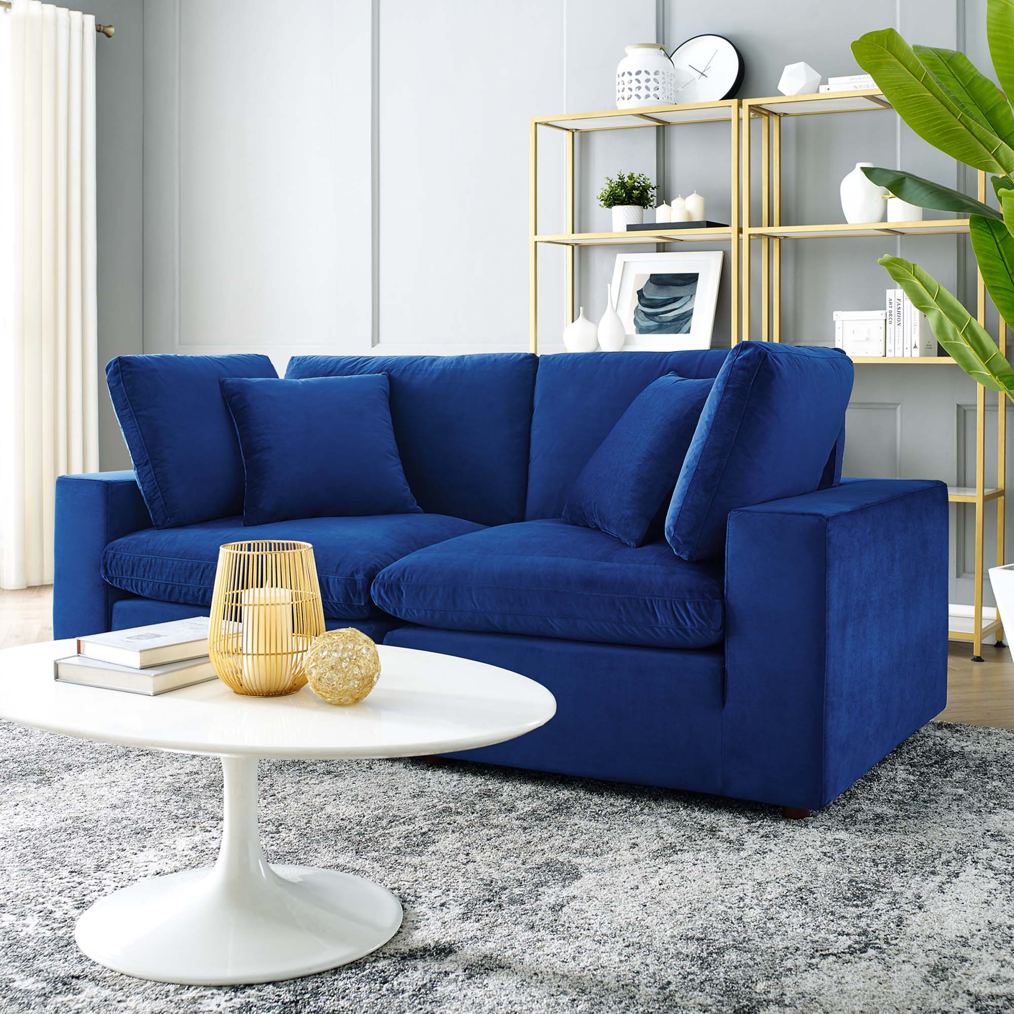 Down Filled Overstuffed Performance Velvet Loveseat - 80 Inch - Image 12