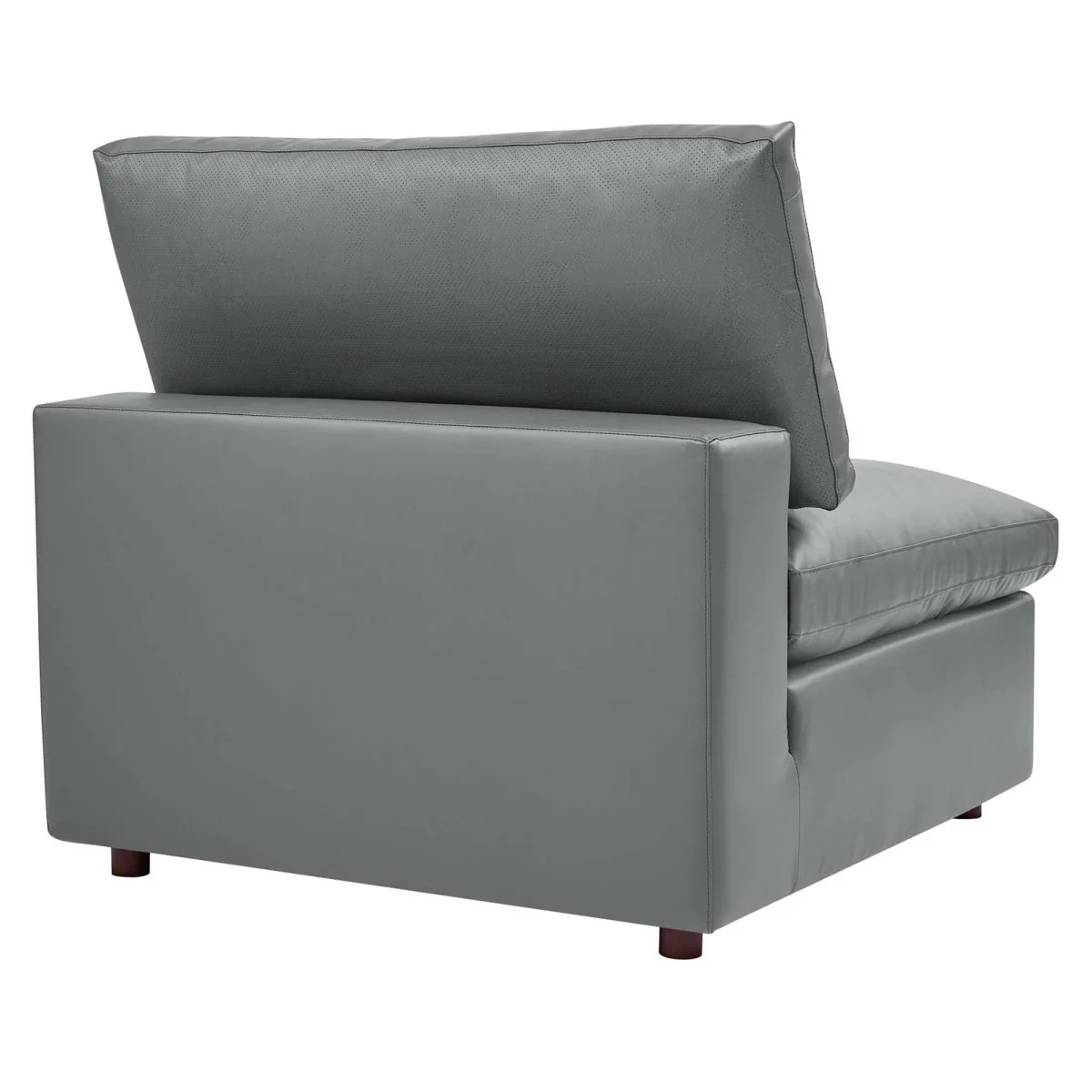 Down Filled Overstuffed Vegan Leather 6-Piece Sectional Sofa 158 Inch in Gray - Image 6