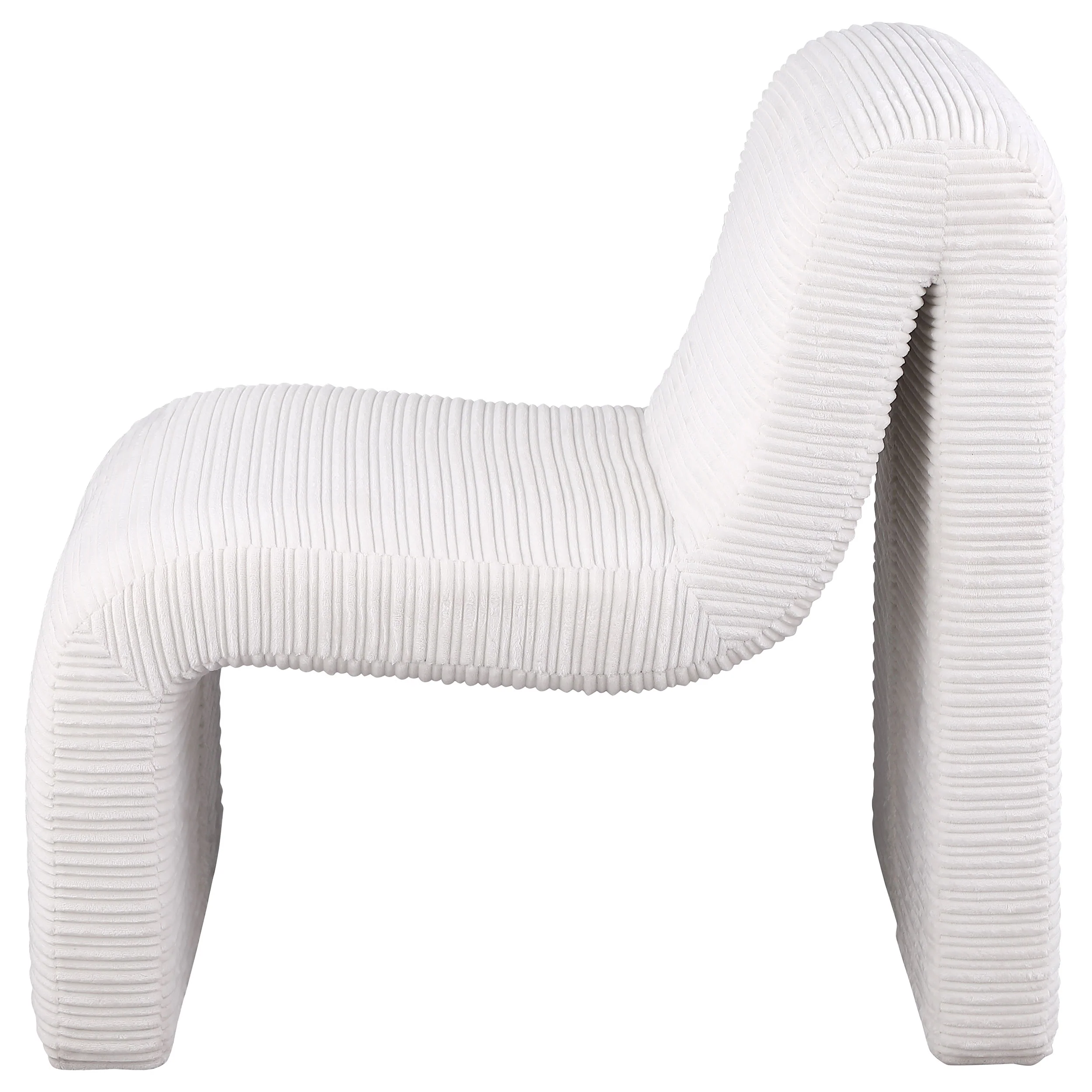 Drayton Upholstered Curved Armless Accent Chair in Ivory - Image 2