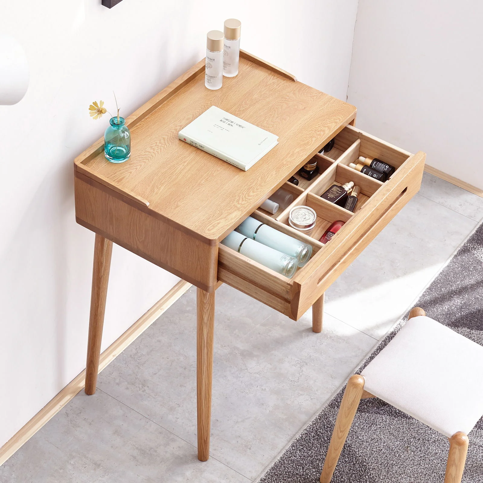 Dresser Bistro Table, 100% Solid Table Table Desk Top Table Dresser Compact Dresser Accessories Storage Drawer Natural Wood - Oak - Image 3