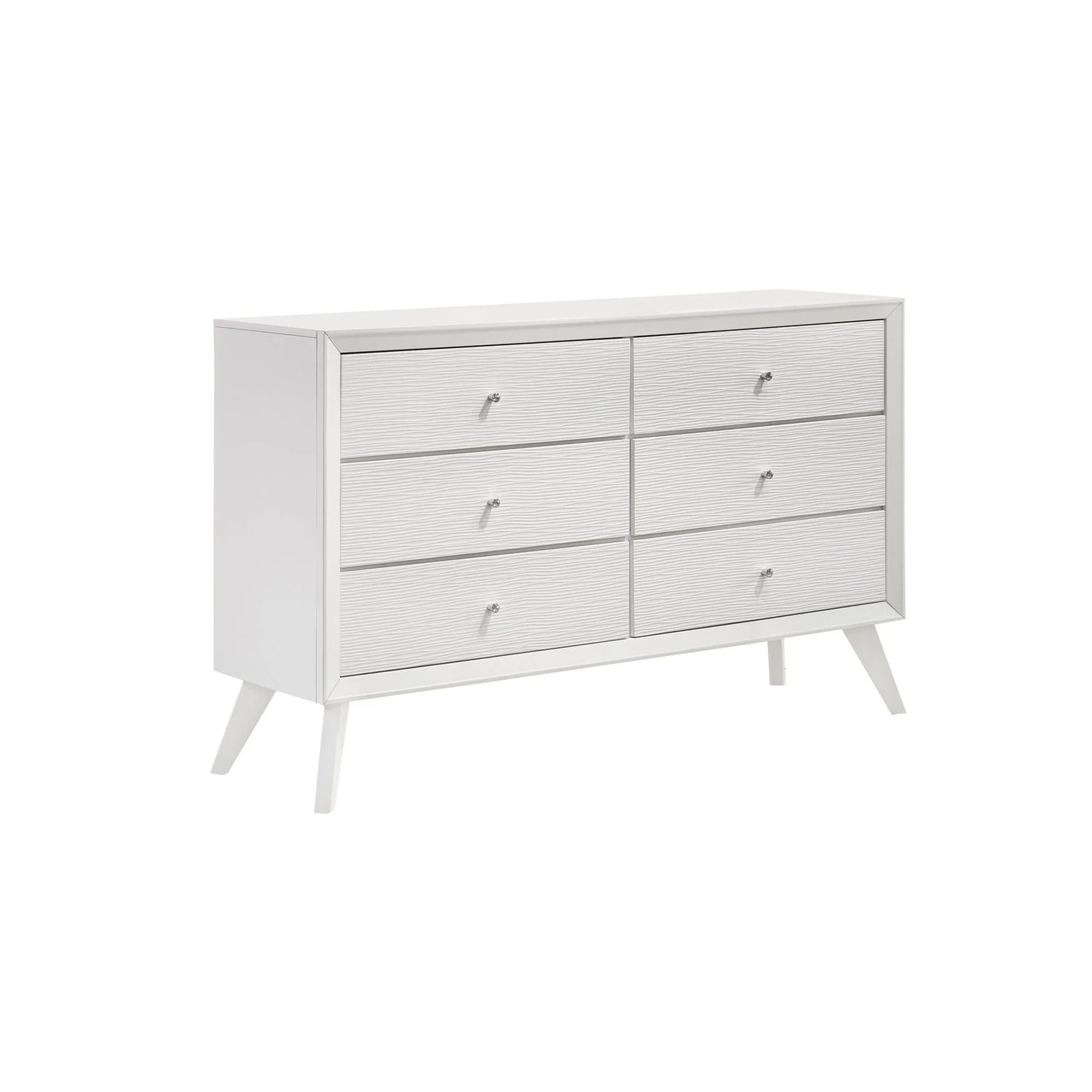Dresser With Mirror, Angled Legs, Round Knobs - White - Image 3