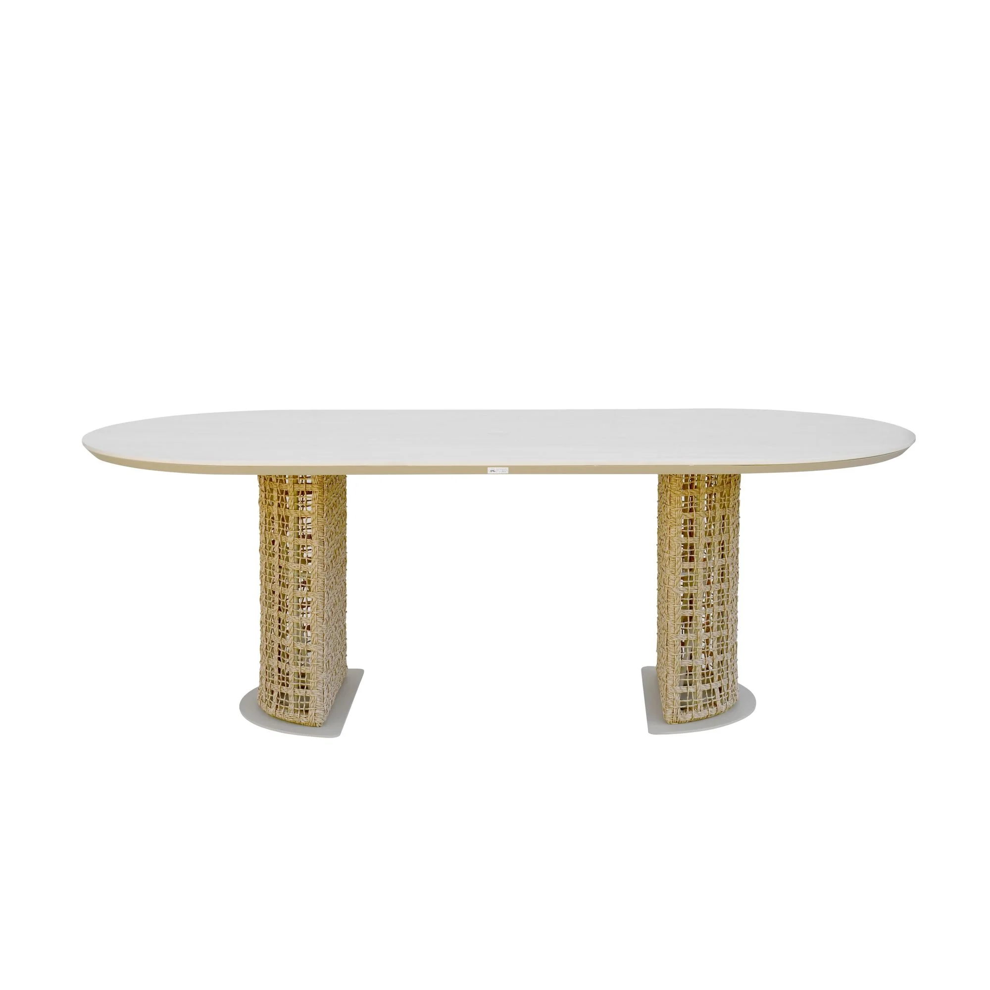 Driftbay - Outdoor Oval Dining Table - White / Natural - Image 5