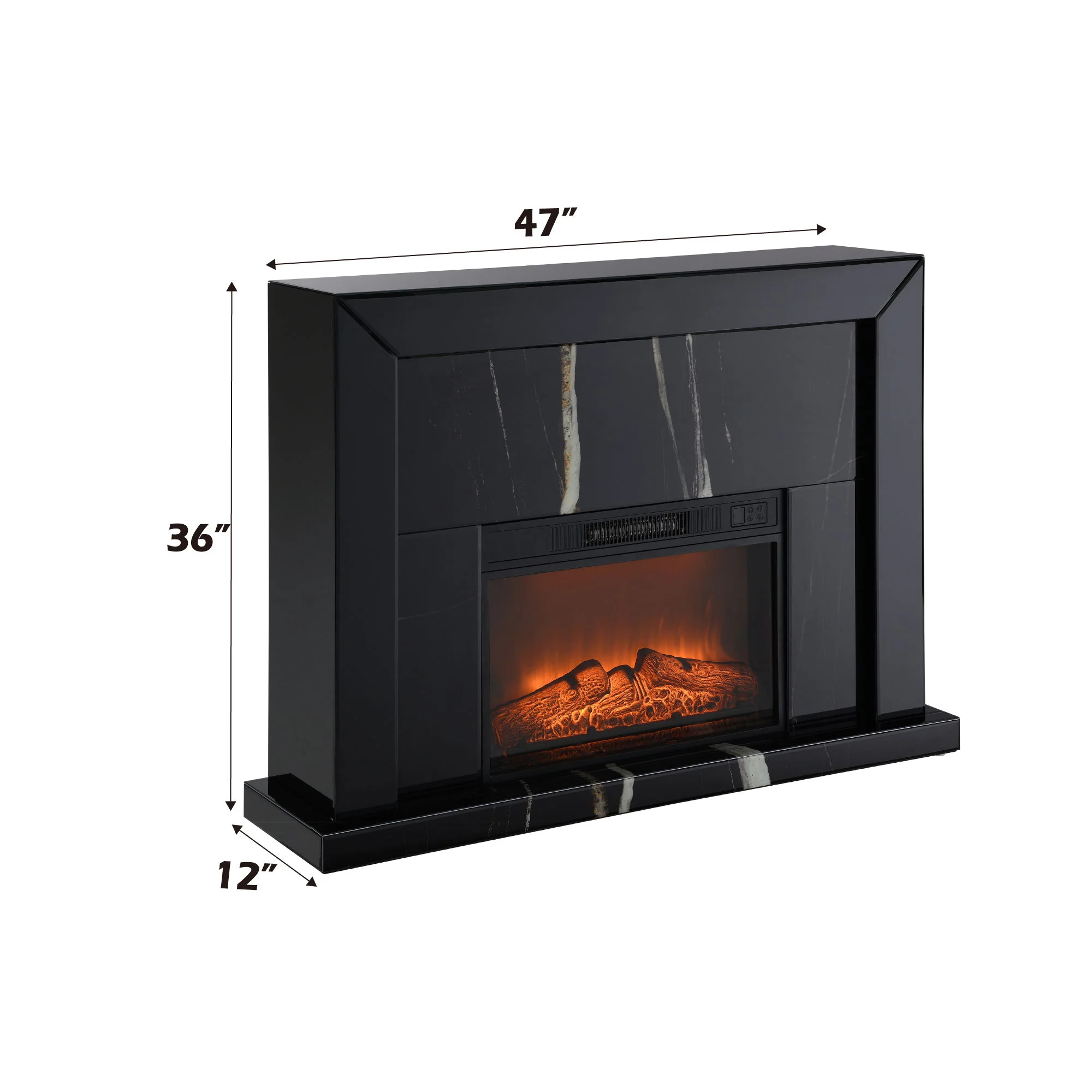 Drisana - Mirrored Fireplace - Black - Image 2