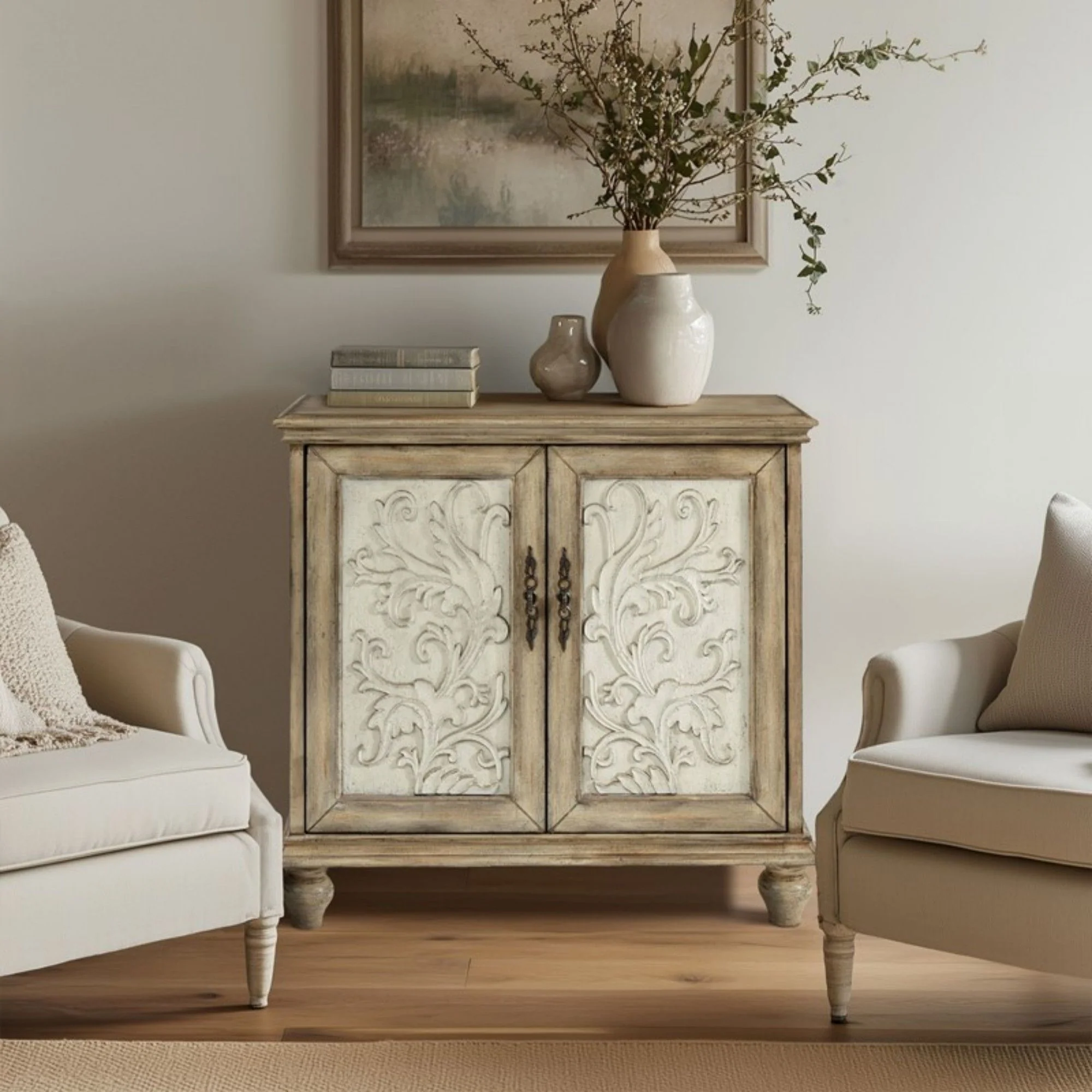 Driscoll - 2 Door Cabinet With Floral Design - Reclaimed Natural - Image 9