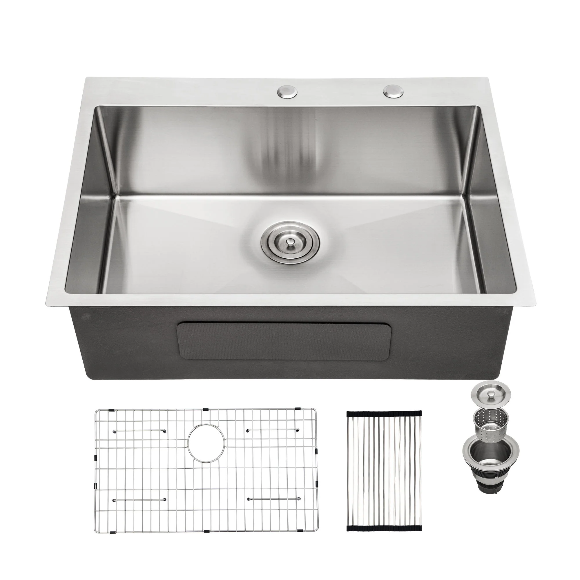 Drop In Kitchen Sink, 16 Gauge Stainless Steel, Single Bowl, Topmount Basin