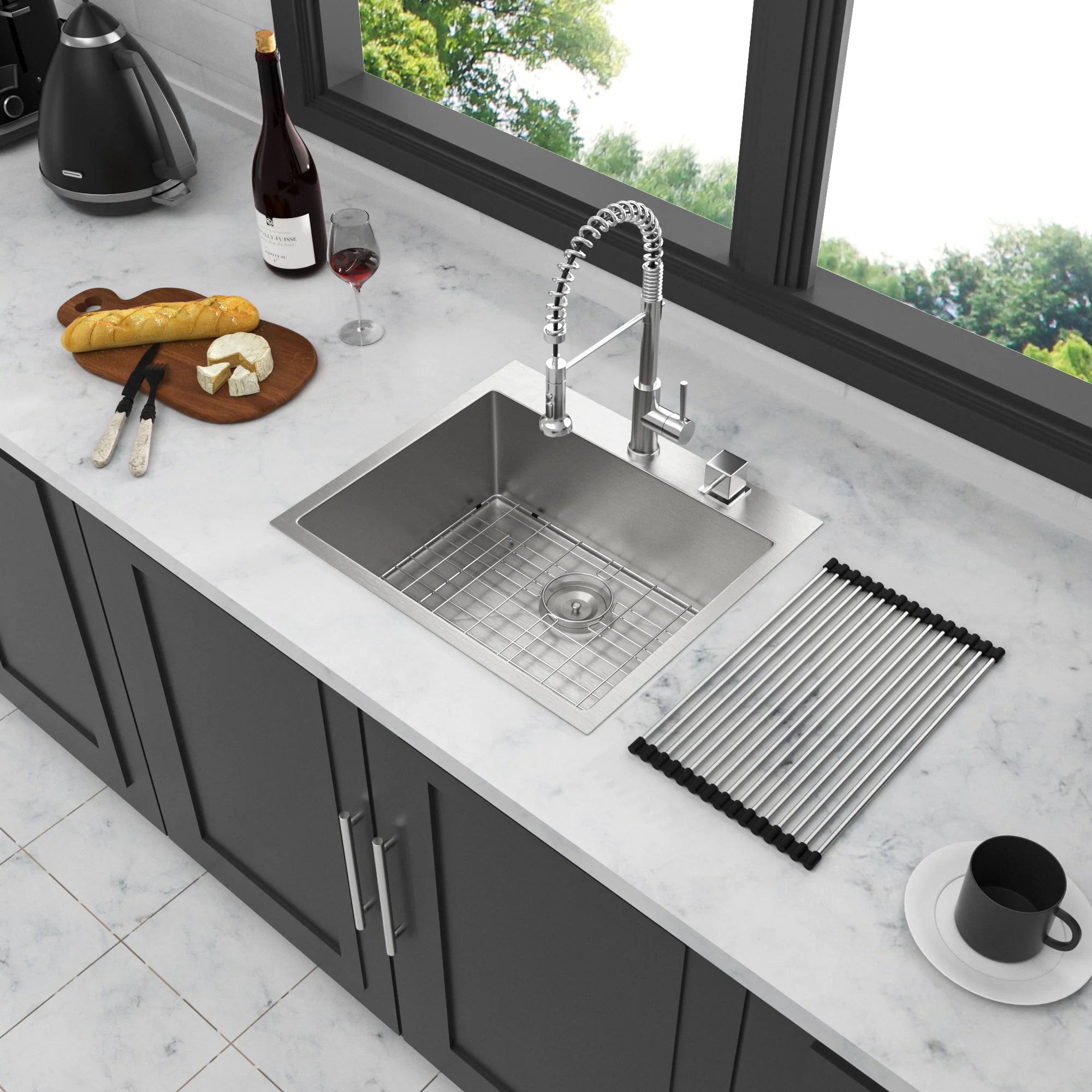 Drop In Kitchen Sink, 16 Gauge Stainless Steel, Single Bowl, Topmount Basin - Image 19