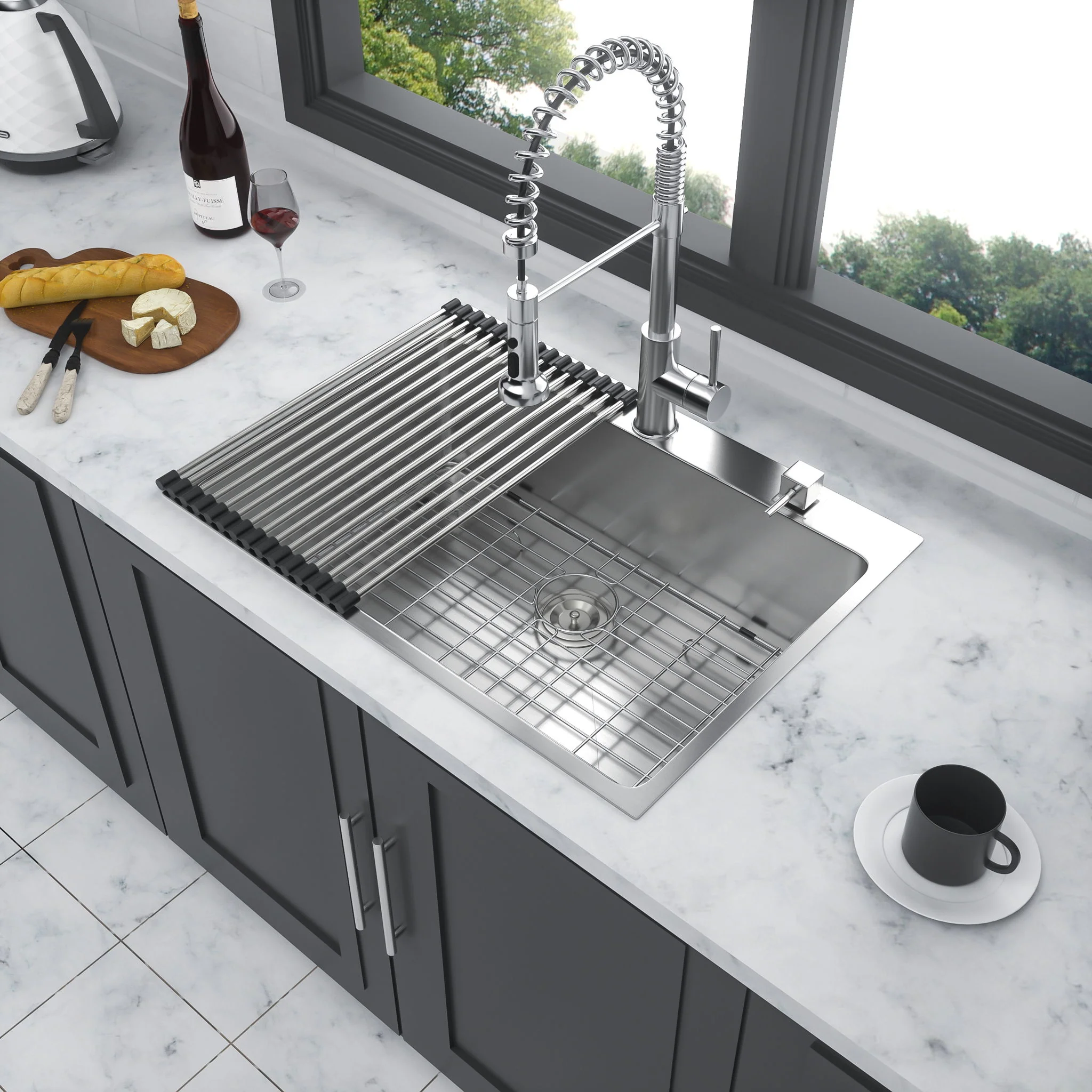 Drop In Kitchen Sink, 16 Gauge Stainless Steel, Single Bowl, Topmount Basin - Image 24