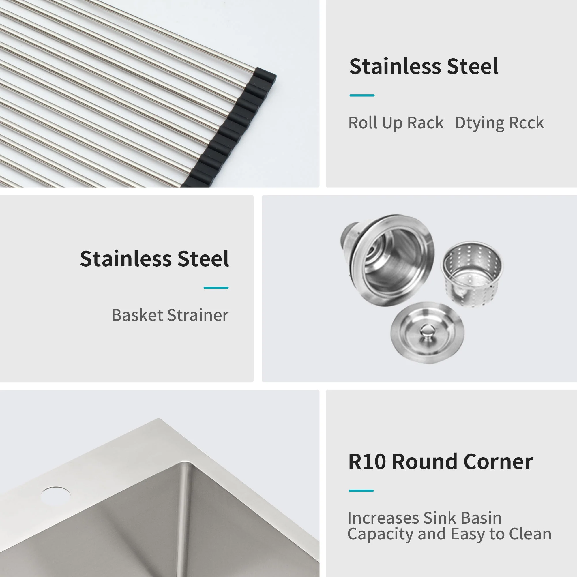 Drop In Kitchen Sink, 16 Gauge Stainless Steel, Single Bowl, Topmount Basin - Image 33