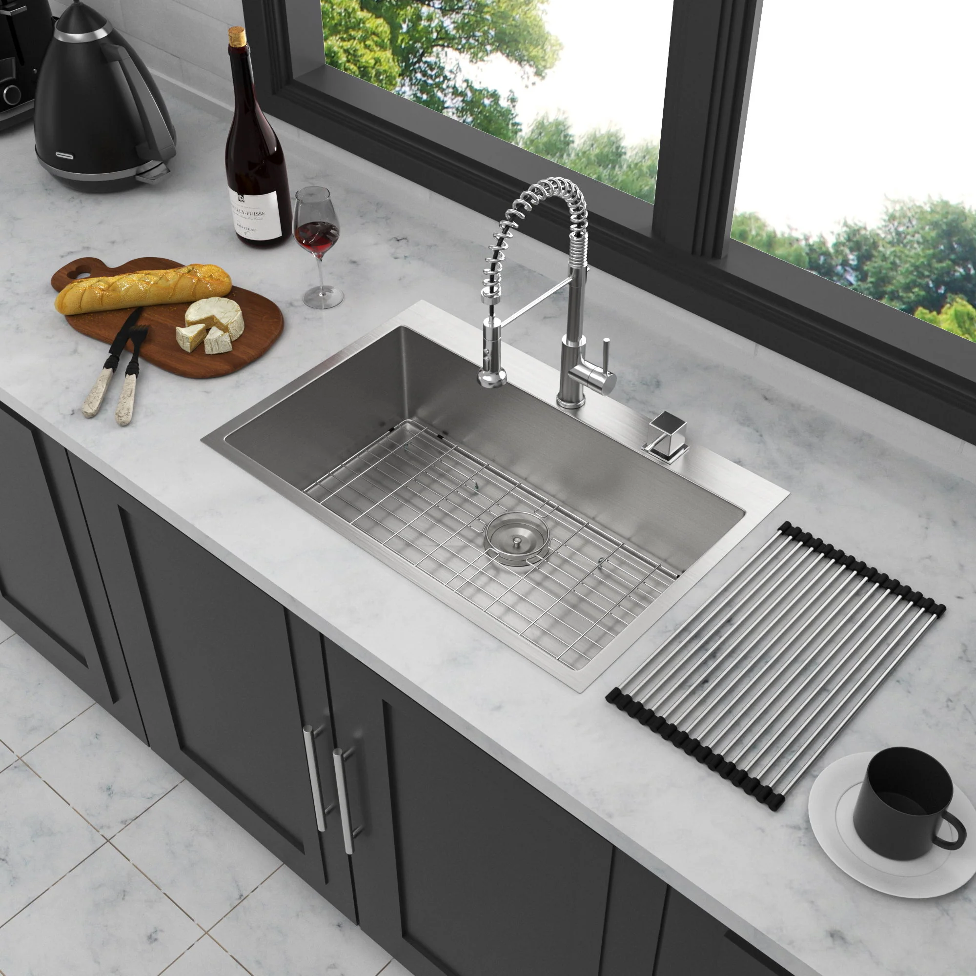 Drop In Kitchen Sink, 16 Gauge Stainless Steel, Single Bowl, Topmount Basin - Image 6