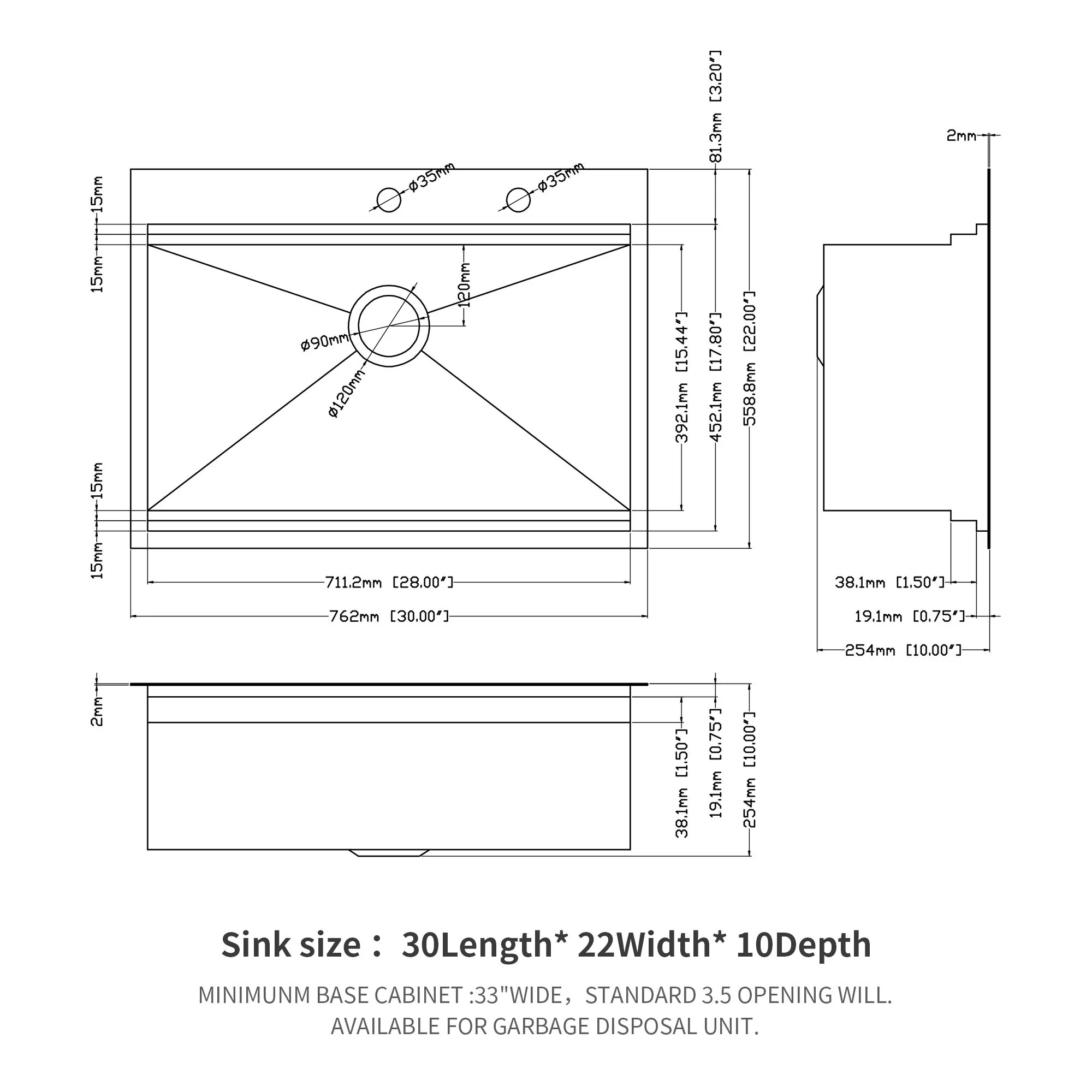 Drop In Kitchen Sink Stainless Steel 16 Gauge - Image 22