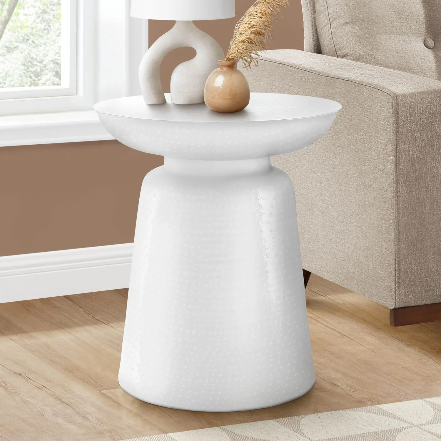 Drum Accent Side Table, Hammered Texture - Image 13