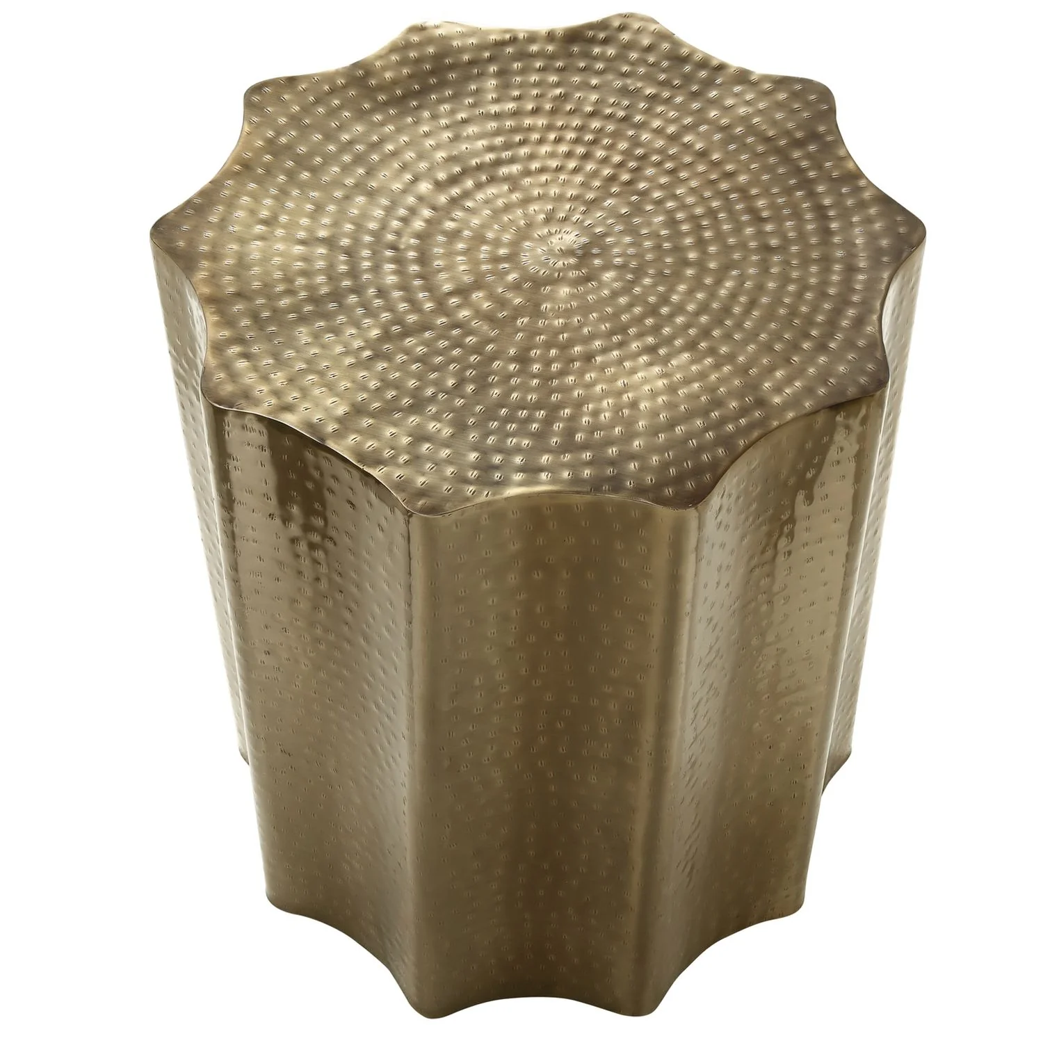 Drum Accent Side Table, Stylish Scalloped Design - Image 8
