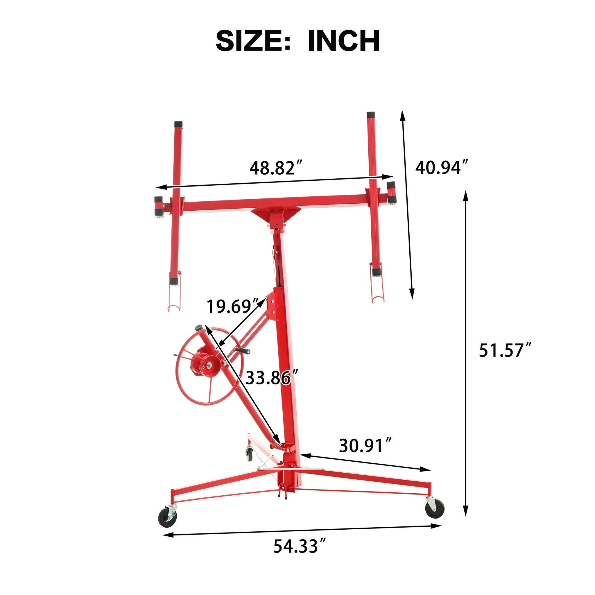 Drywall Lift Panel Hoist Jack Lifter With Caster Wheels And Telescopic Arm - Image 7