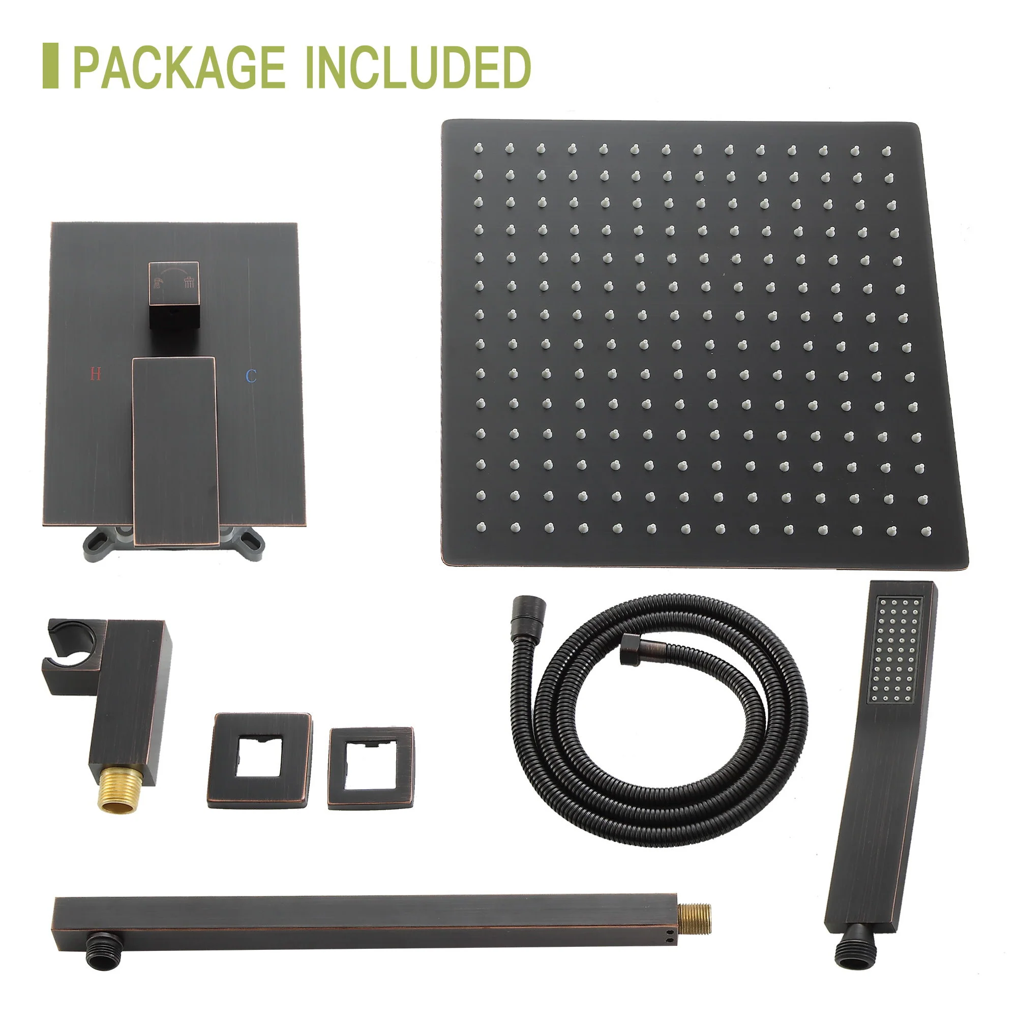 Dual Shower Head 10" Wall Mounted Square Shower System - Image 12