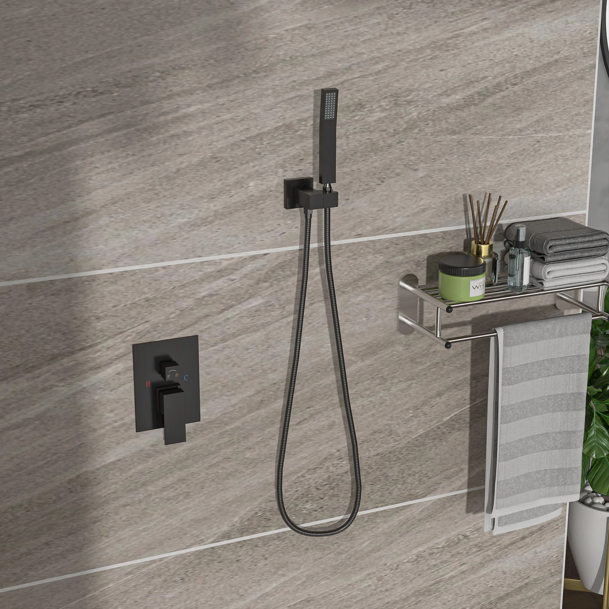 Dual Shower Head 10" Wall Mounted Square Shower System - Image 9