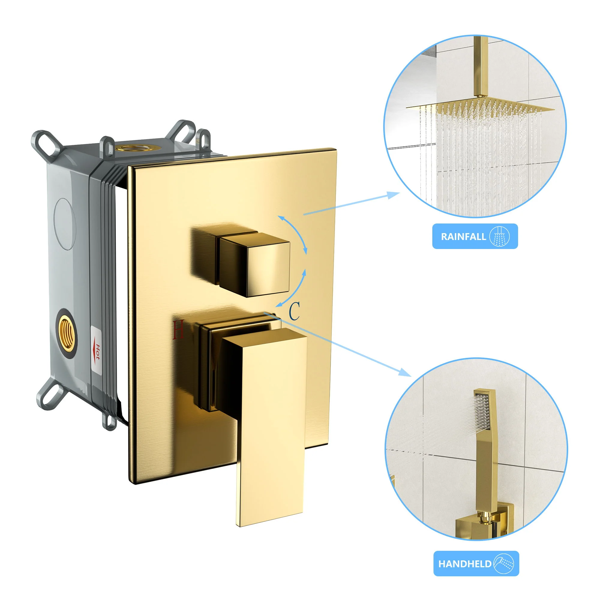 Dual Shower Head System With Ceiling Mount And Rough In Valve - Image 21