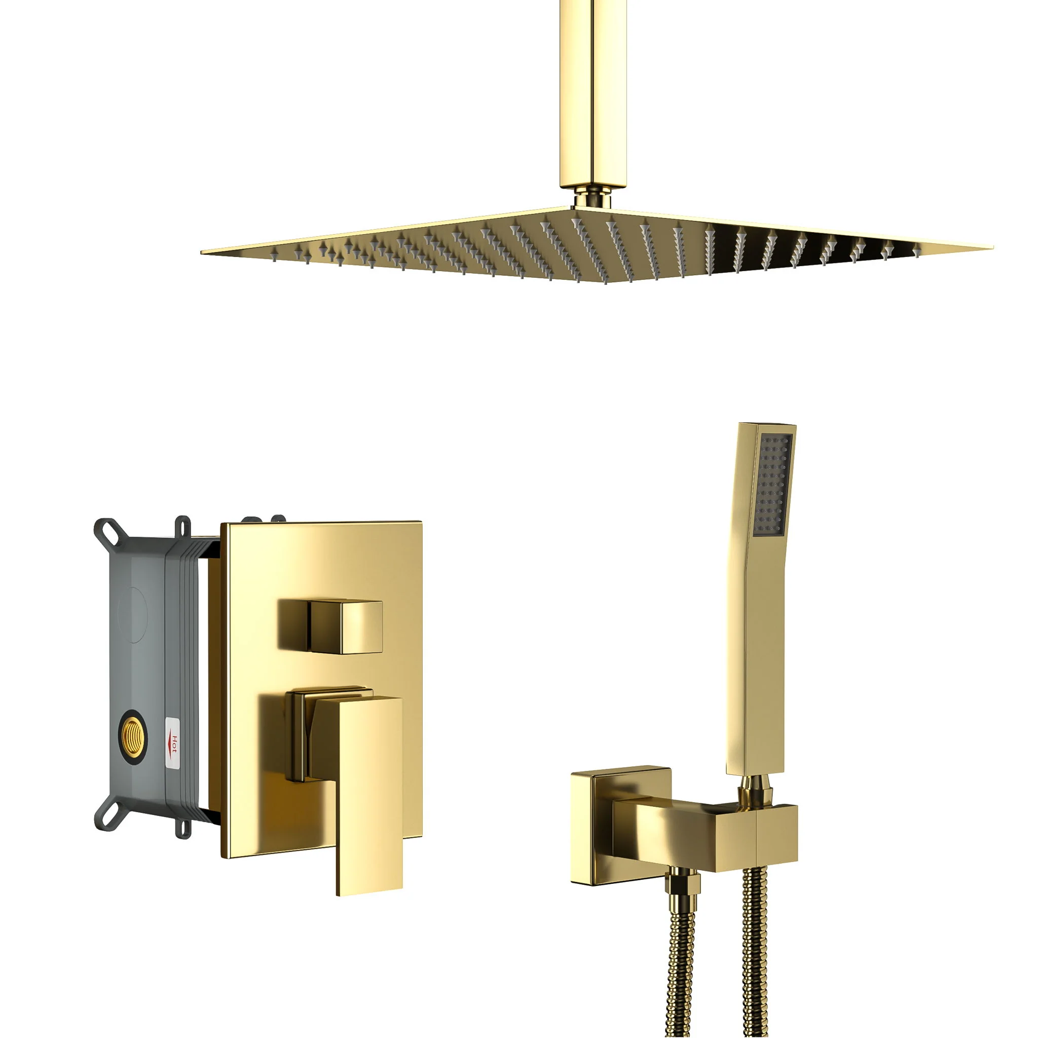 Dual Shower Head System With Ceiling Mount And Rough In Valve - Image 3