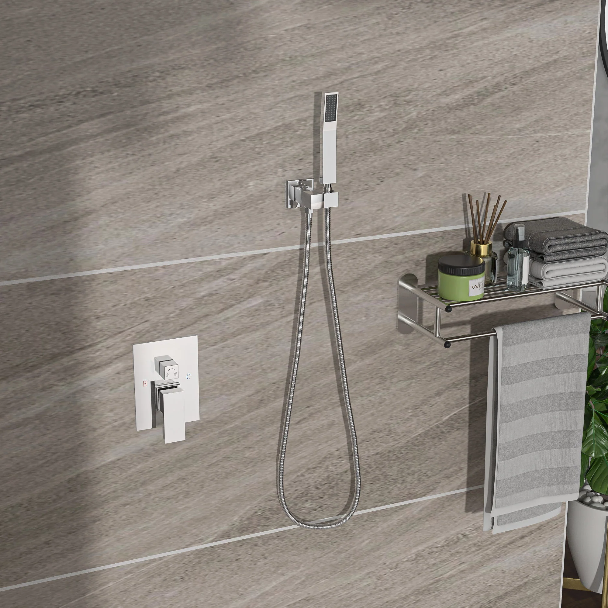 Dual Shower Head System With Ceiling Mount And Rough In Valve - Image 7