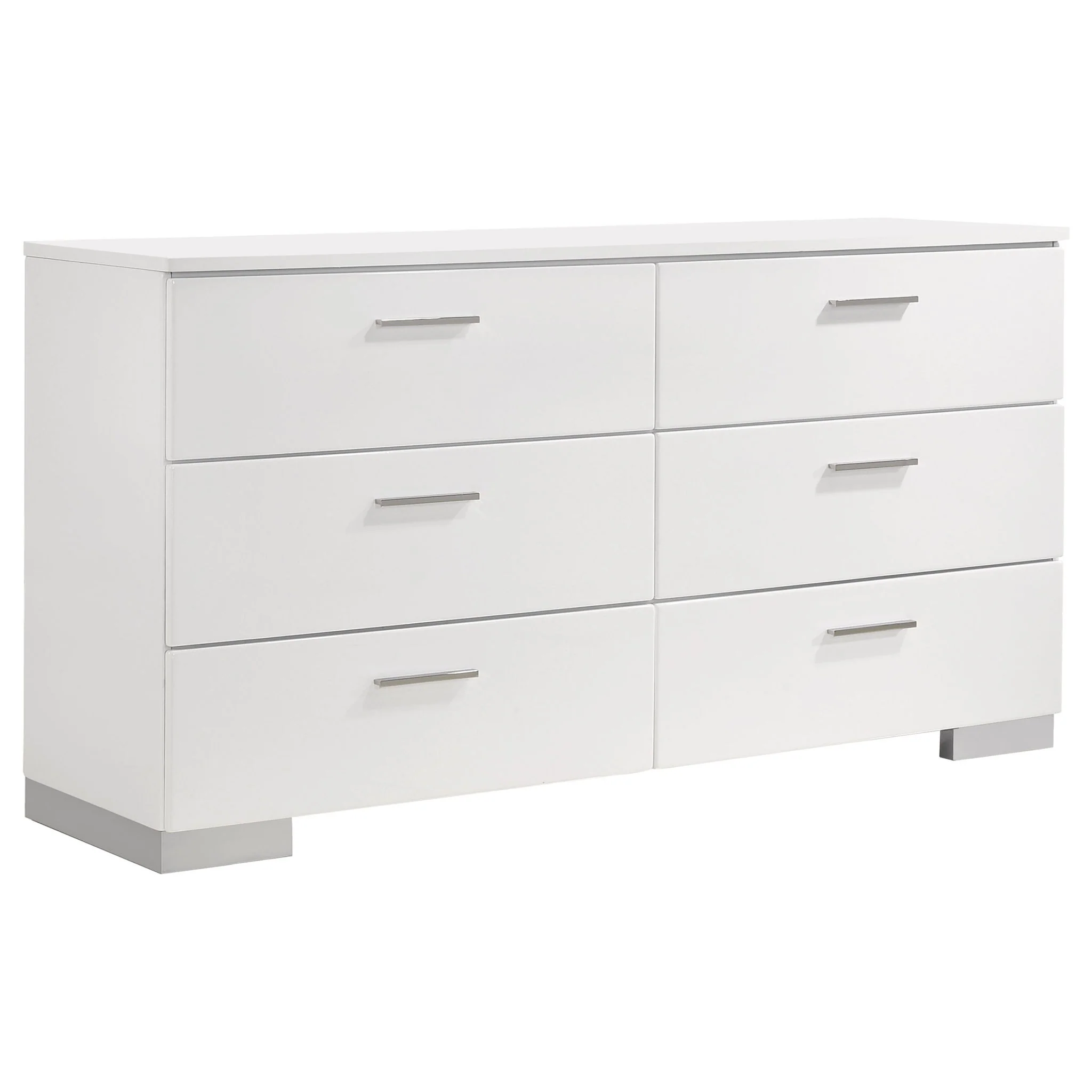 Dulcey - 6 Drawer Dresser With Accents, Bedroom Storage - Gloss White