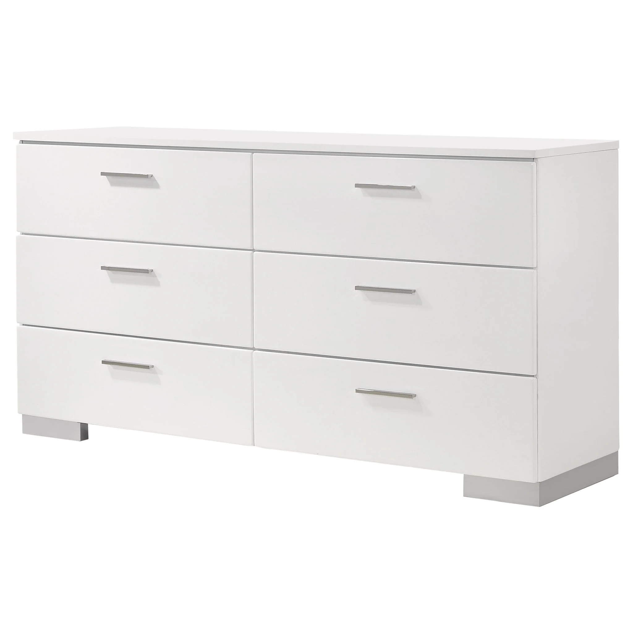 Dulcey - 6 Drawer Dresser With Accents, Bedroom Storage - Gloss White - Image 2
