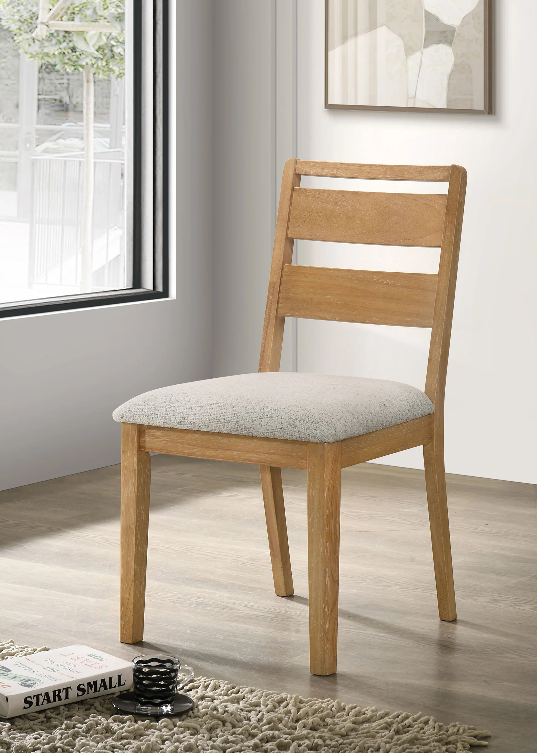 Duncan Ladder Back Dining Side Chair, Washed Oak (Set of 2) - Image 3